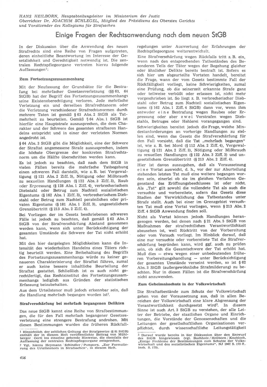 Neue Justiz (NJ), Zeitschrift für Recht und Rechtswissenschaft [Deutsche Demokratische Republik (DDR)], 22. Jahrgang 1968, Seite 456 (NJ DDR 1968, S. 456)