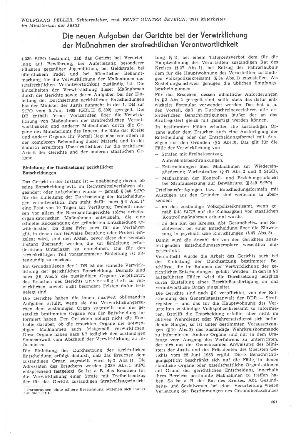 Neue Justiz (NJ), Zeitschrift für Recht und Rechtswissenschaft [Deutsche Demokratische Republik (DDR)], 22. Jahrgang 1968, Seite 461 (NJ DDR 1968, S. 461)