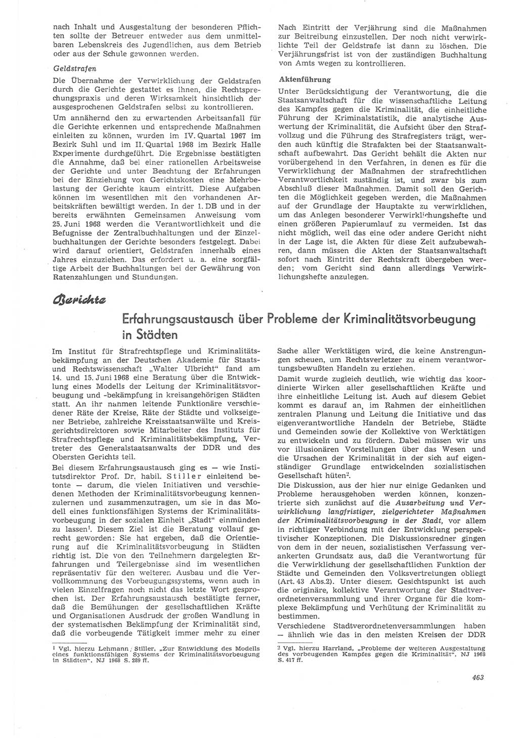 Neue Justiz (NJ), Zeitschrift für Recht und Rechtswissenschaft [Deutsche Demokratische Republik (DDR)], 22. Jahrgang 1968, Seite 463 (NJ DDR 1968, S. 463)