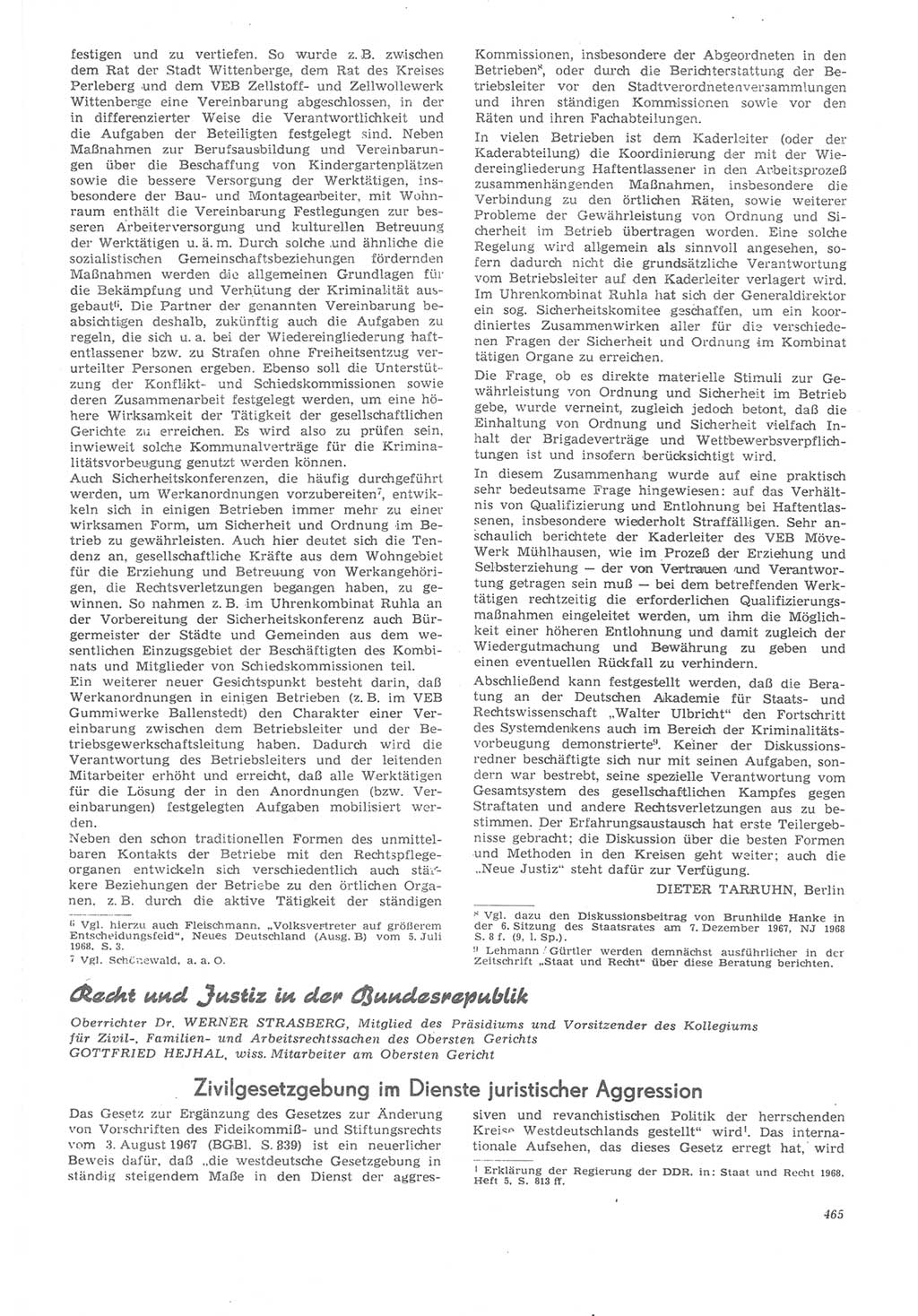 Neue Justiz (NJ), Zeitschrift für Recht und Rechtswissenschaft [Deutsche Demokratische Republik (DDR)], 22. Jahrgang 1968, Seite 465 (NJ DDR 1968, S. 465)