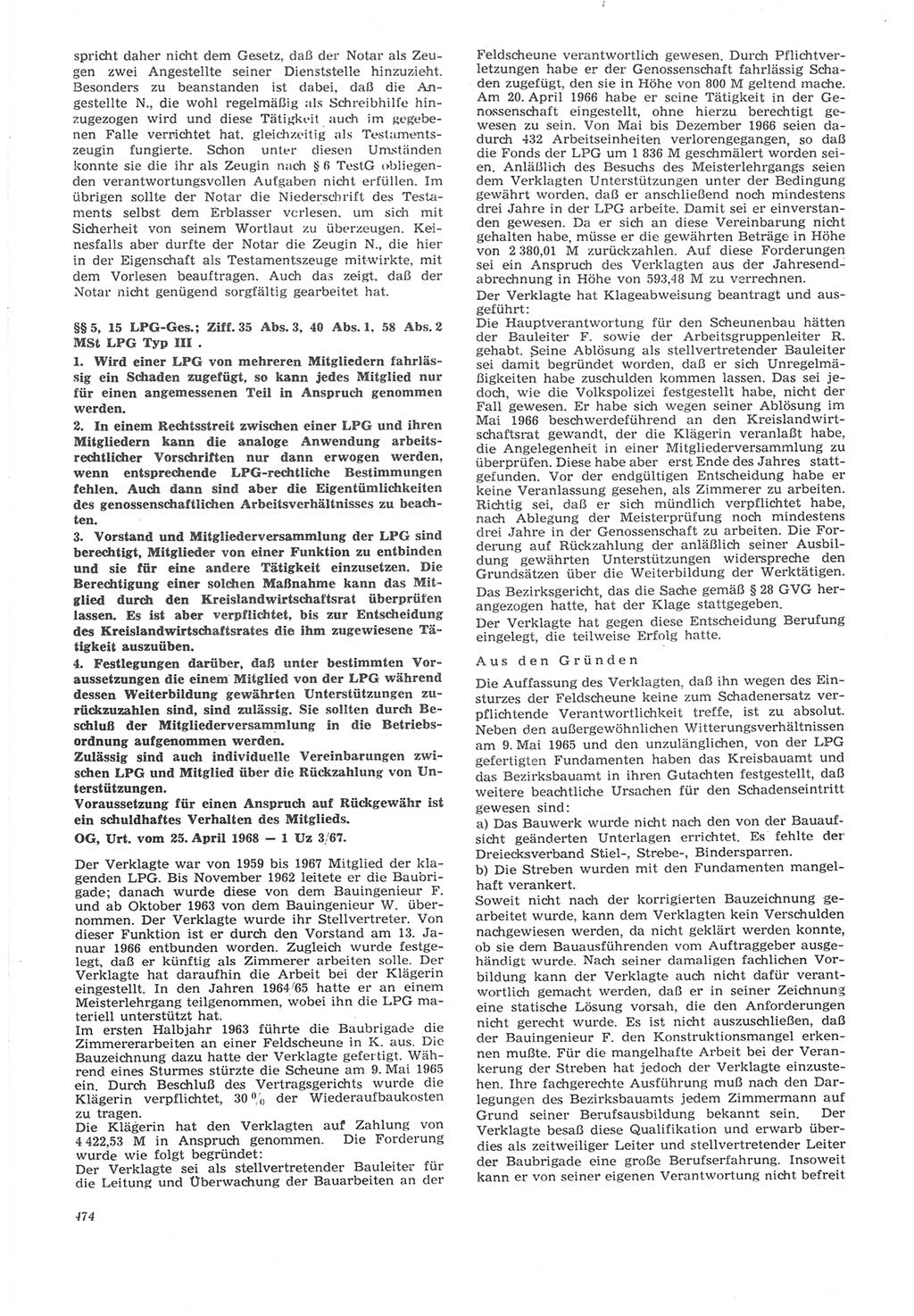 Neue Justiz (NJ), Zeitschrift für Recht und Rechtswissenschaft [Deutsche Demokratische Republik (DDR)], 22. Jahrgang 1968, Seite 474 (NJ DDR 1968, S. 474)