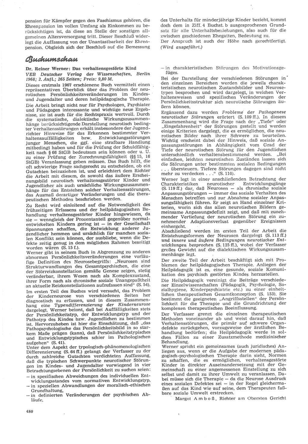 Neue Justiz (NJ), Zeitschrift für Recht und Rechtswissenschaft [Deutsche Demokratische Republik (DDR)], 22. Jahrgang 1968, Seite 480 (NJ DDR 1968, S. 480)