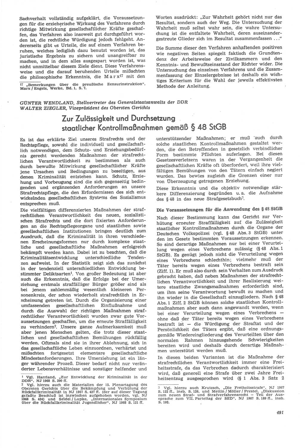 Neue Justiz (NJ), Zeitschrift für Recht und Rechtswissenschaft [Deutsche Demokratische Republik (DDR)], 22. Jahrgang 1968, Seite 491 (NJ DDR 1968, S. 491)