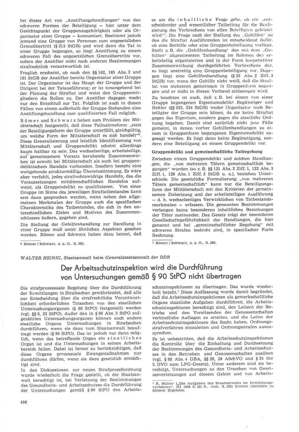 Neue Justiz (NJ), Zeitschrift für Recht und Rechtswissenschaft [Deutsche Demokratische Republik (DDR)], 22. Jahrgang 1968, Seite 498 (NJ DDR 1968, S. 498)