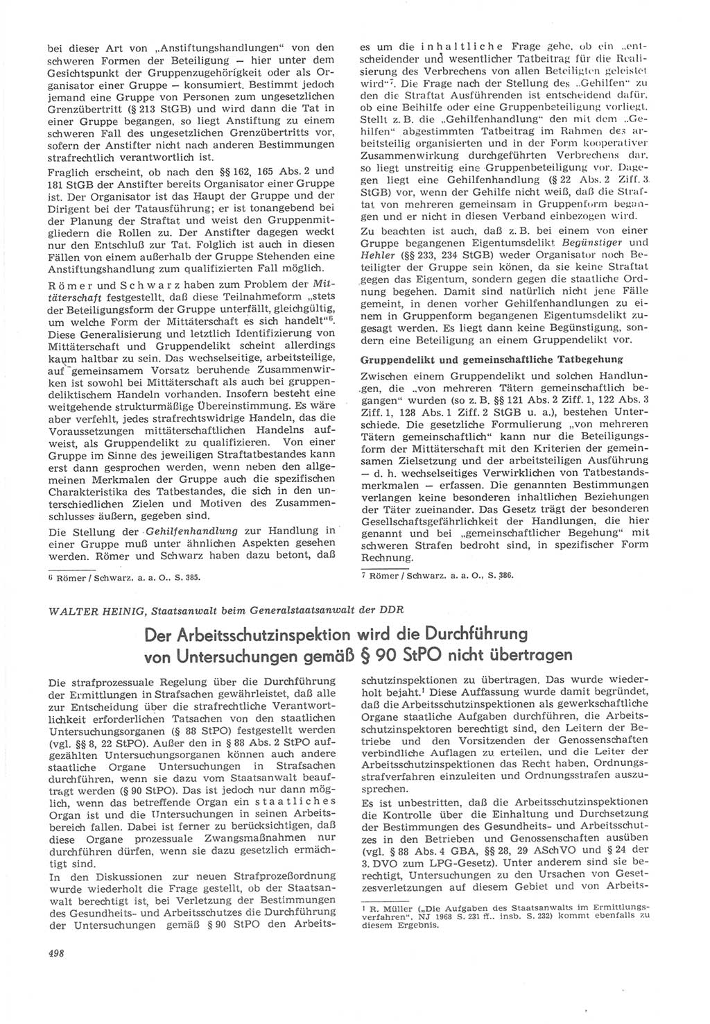 Neue Justiz (NJ), Zeitschrift für Recht und Rechtswissenschaft [Deutsche Demokratische Republik (DDR)], 22. Jahrgang 1968, Seite 498 (NJ DDR 1968, S. 498)