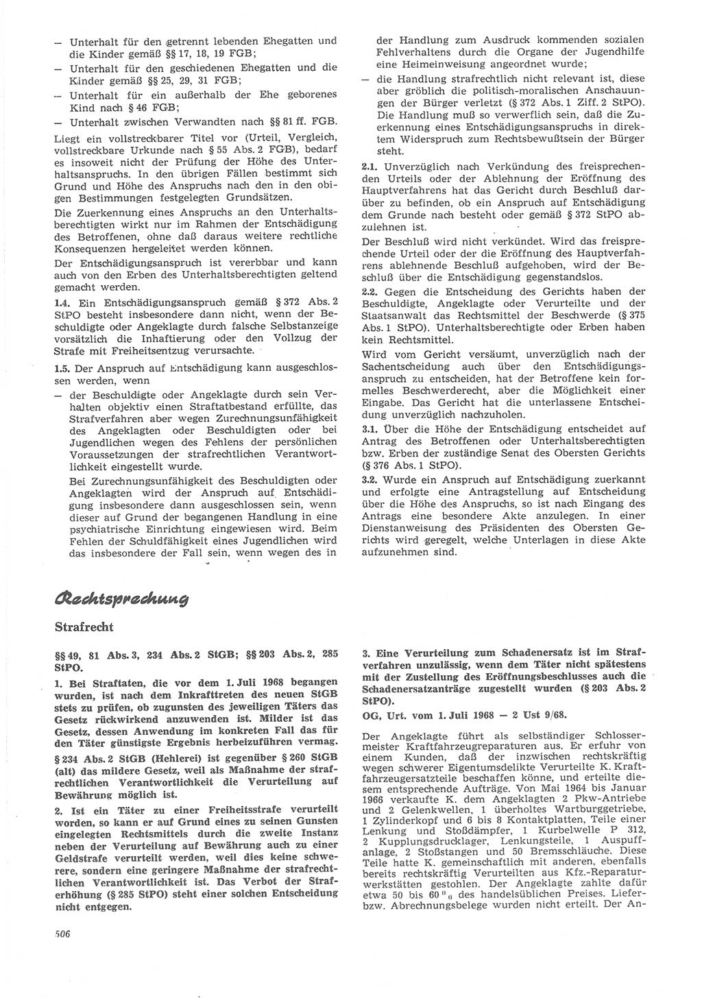 Neue Justiz (NJ), Zeitschrift für Recht und Rechtswissenschaft [Deutsche Demokratische Republik (DDR)], 22. Jahrgang 1968, Seite 506 (NJ DDR 1968, S. 506)
