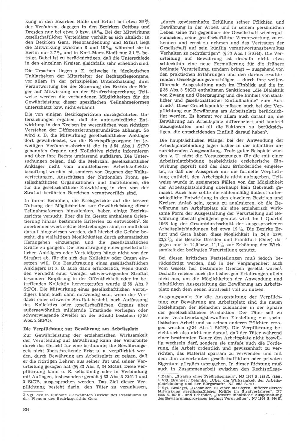 Neue Justiz (NJ), Zeitschrift für Recht und Rechtswissenschaft [Deutsche Demokratische Republik (DDR)], 22. Jahrgang 1968, Seite 524 (NJ DDR 1968, S. 524)