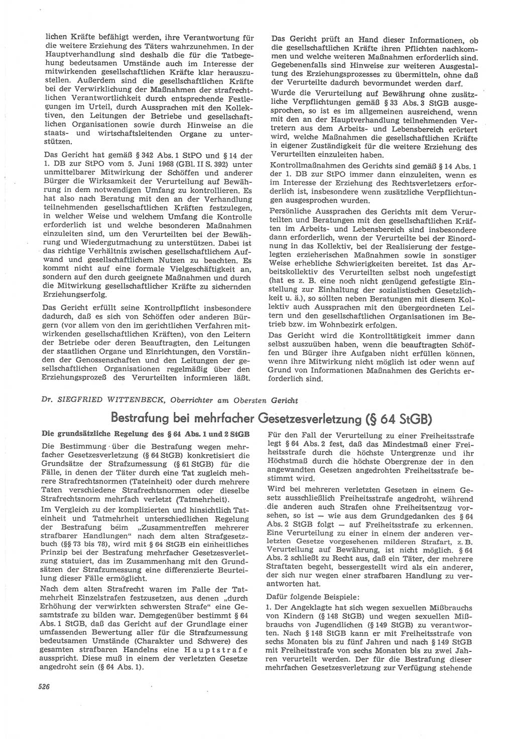 Neue Justiz (NJ), Zeitschrift für Recht und Rechtswissenschaft [Deutsche Demokratische Republik (DDR)], 22. Jahrgang 1968, Seite 526 (NJ DDR 1968, S. 526)