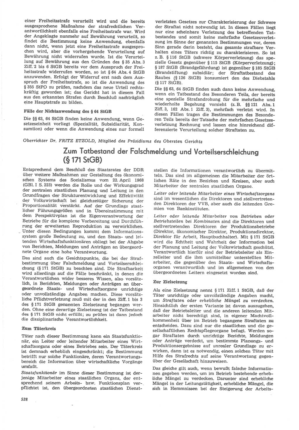 Neue Justiz (NJ), Zeitschrift für Recht und Rechtswissenschaft [Deutsche Demokratische Republik (DDR)], 22. Jahrgang 1968, Seite 528 (NJ DDR 1968, S. 528)