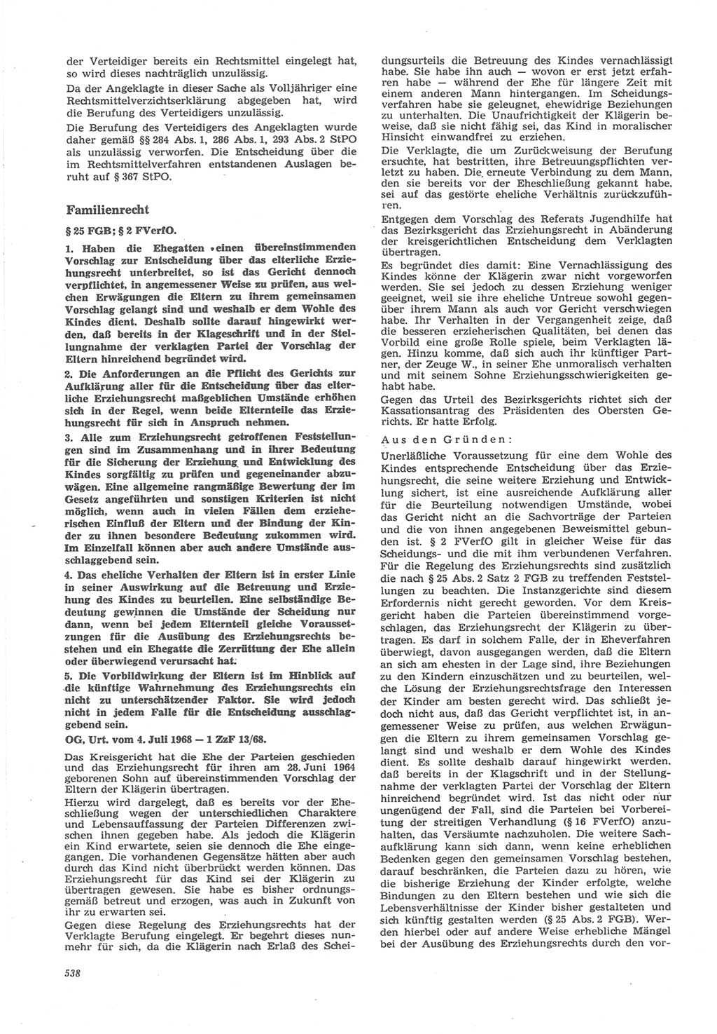 Neue Justiz (NJ), Zeitschrift für Recht und Rechtswissenschaft [Deutsche Demokratische Republik (DDR)], 22. Jahrgang 1968, Seite 538 (NJ DDR 1968, S. 538)