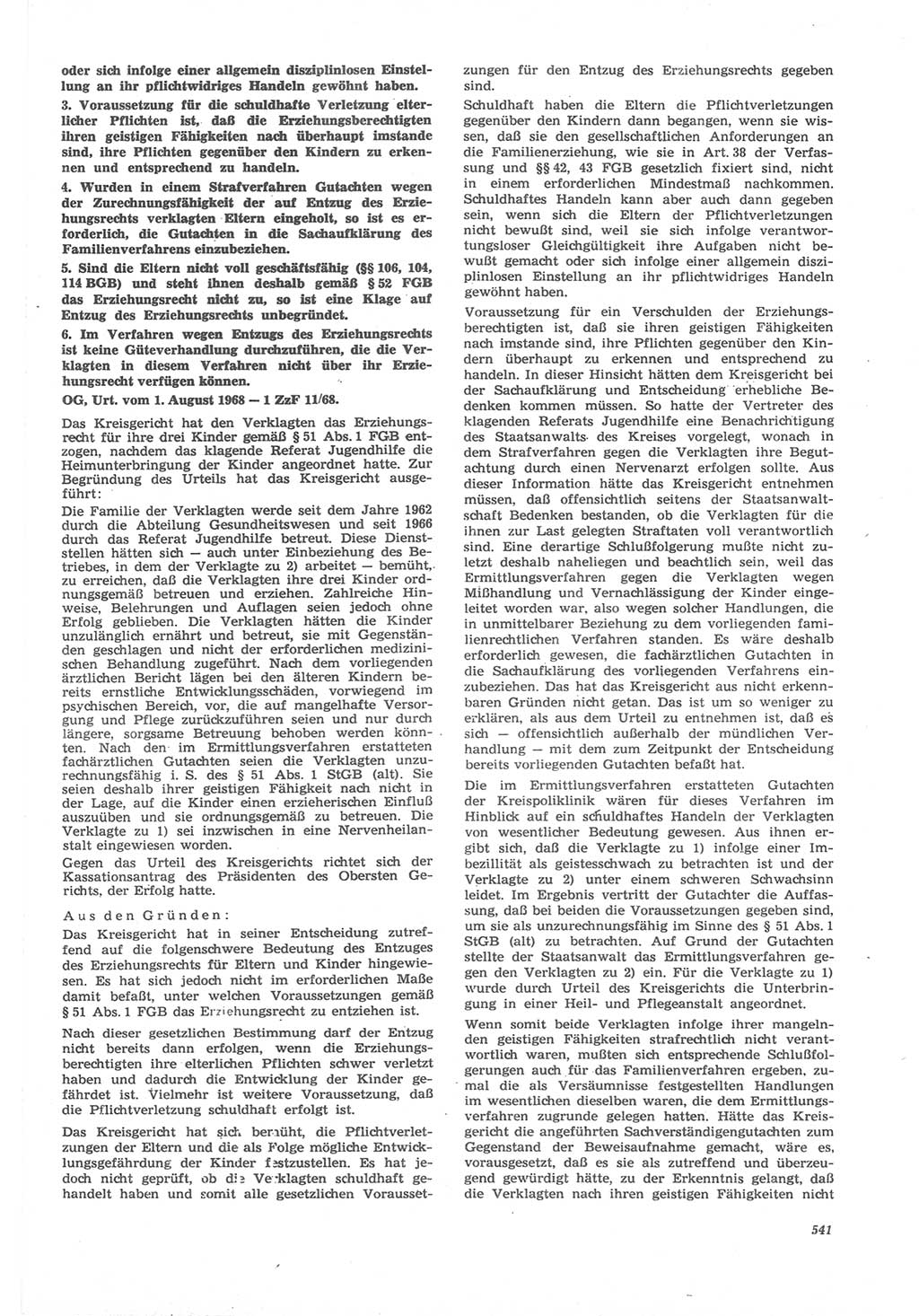 Neue Justiz (NJ), Zeitschrift für Recht und Rechtswissenschaft [Deutsche Demokratische Republik (DDR)], 22. Jahrgang 1968, Seite 541 (NJ DDR 1968, S. 541)