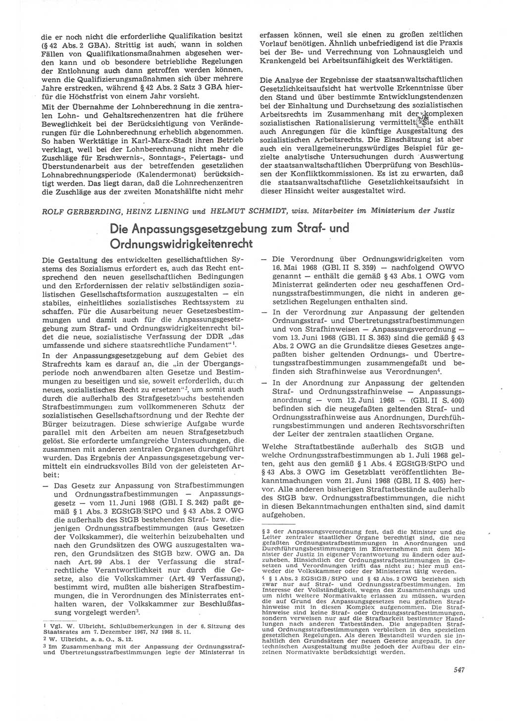 Neue Justiz (NJ), Zeitschrift für Recht und Rechtswissenschaft [Deutsche Demokratische Republik (DDR)], 22. Jahrgang 1968, Seite 547 (NJ DDR 1968, S. 547)