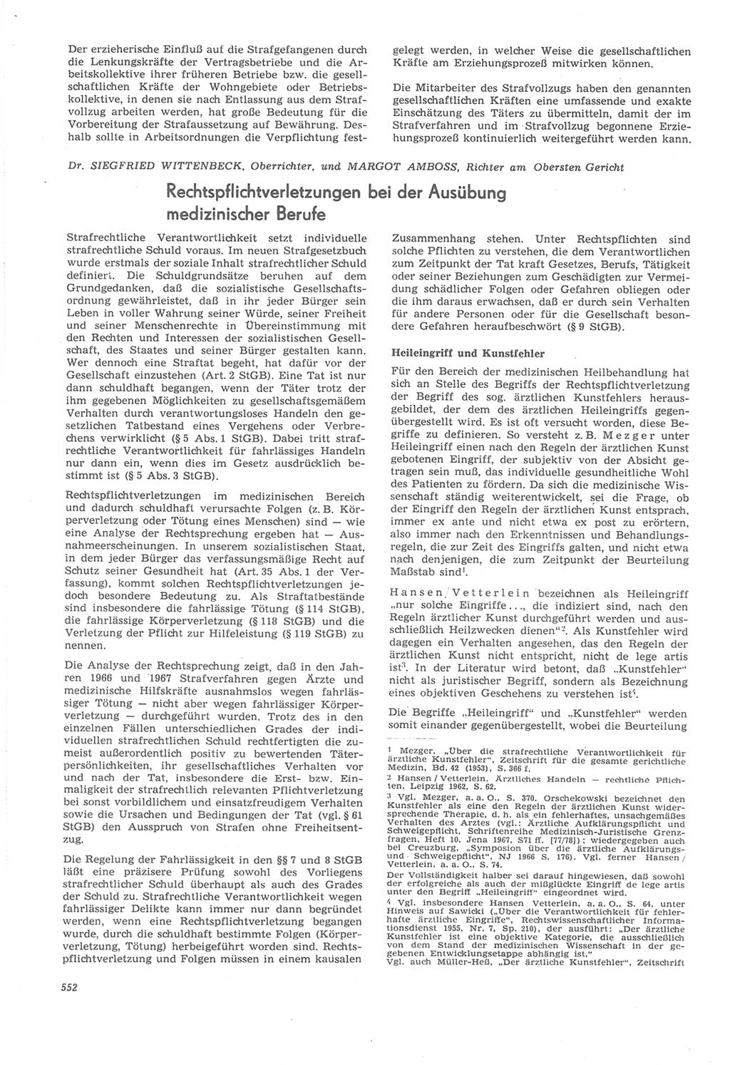 Neue Justiz (NJ), Zeitschrift für Recht und Rechtswissenschaft [Deutsche Demokratische Republik (DDR)], 22. Jahrgang 1968, Seite 552 (NJ DDR 1968, S. 552)