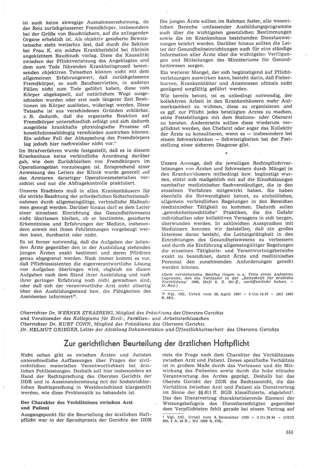Neue Justiz (NJ), Zeitschrift für Recht und Rechtswissenschaft [Deutsche Demokratische Republik (DDR)], 22. Jahrgang 1968, Seite 555 (NJ DDR 1968, S. 555)