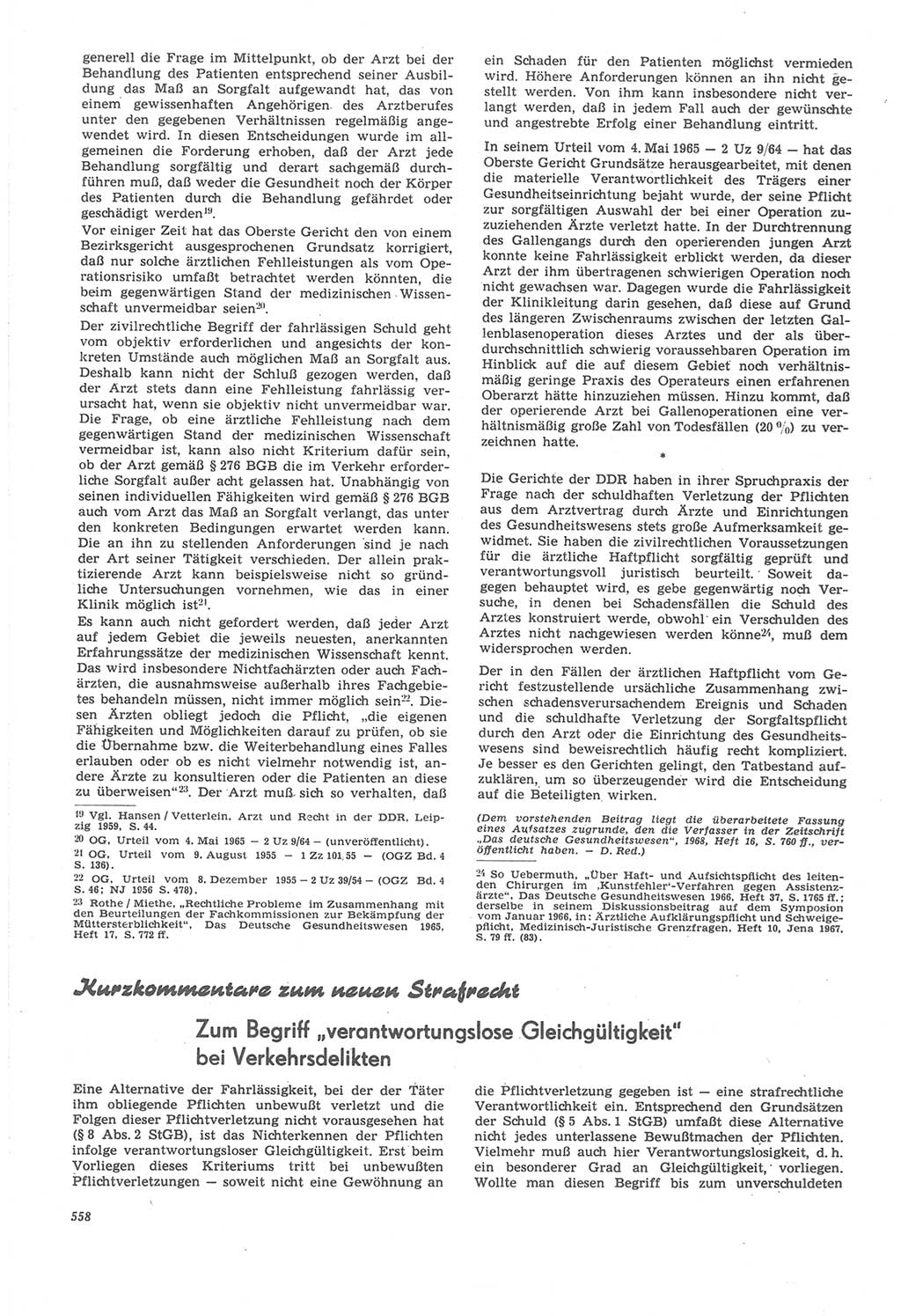 Neue Justiz (NJ), Zeitschrift für Recht und Rechtswissenschaft [Deutsche Demokratische Republik (DDR)], 22. Jahrgang 1968, Seite 558 (NJ DDR 1968, S. 558)