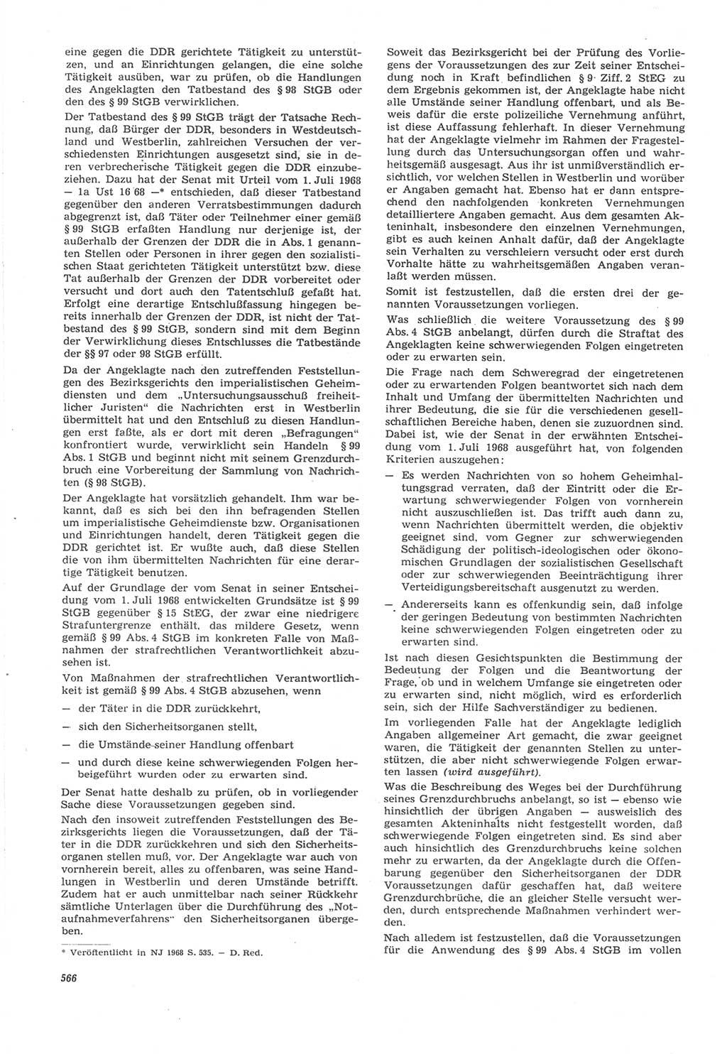 Neue Justiz (NJ), Zeitschrift für Recht und Rechtswissenschaft [Deutsche Demokratische Republik (DDR)], 22. Jahrgang 1968, Seite 566 (NJ DDR 1968, S. 566)