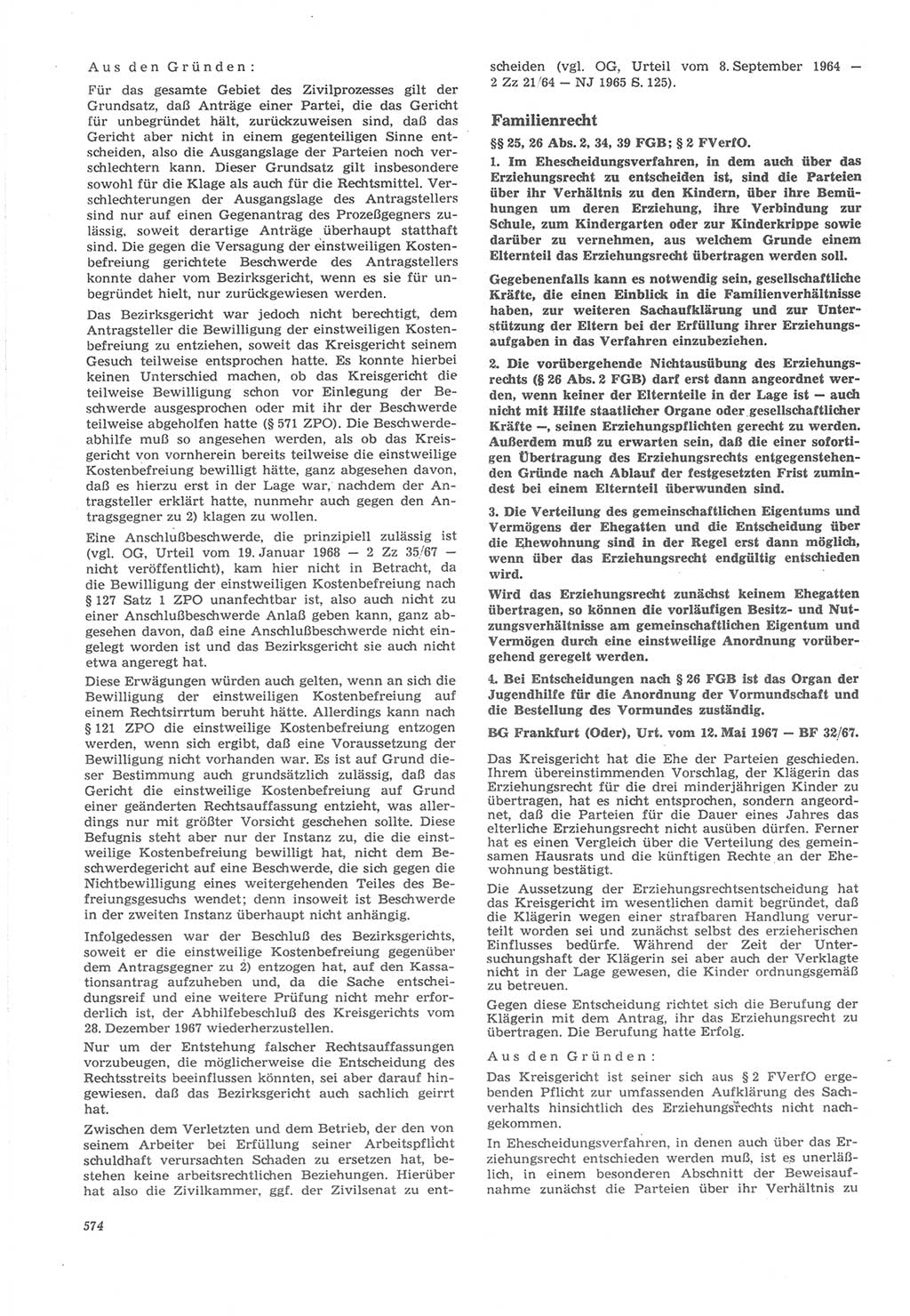 Neue Justiz (NJ), Zeitschrift für Recht und Rechtswissenschaft [Deutsche Demokratische Republik (DDR)], 22. Jahrgang 1968, Seite 574 (NJ DDR 1968, S. 574)
