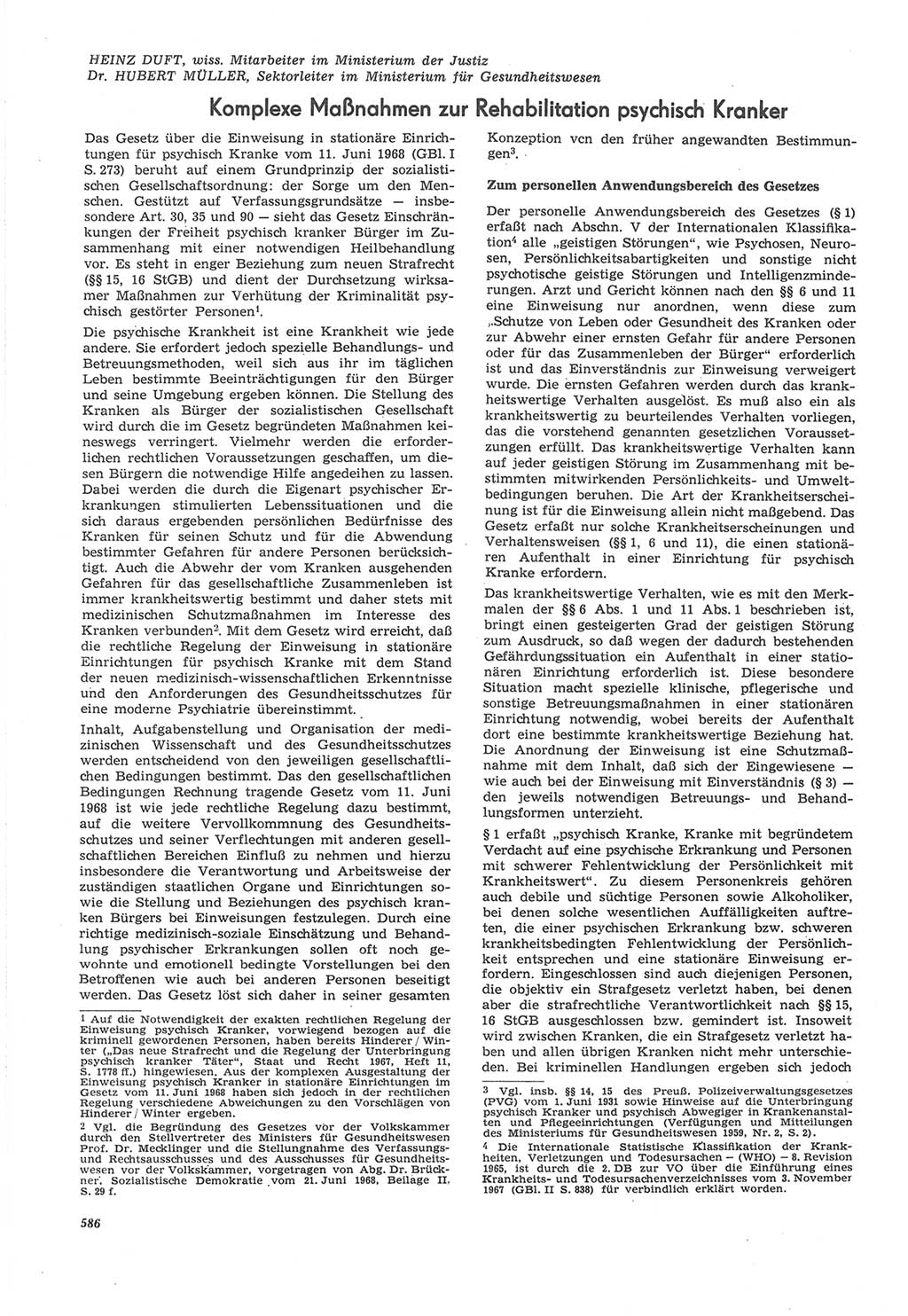 Neue Justiz (NJ), Zeitschrift für Recht und Rechtswissenschaft [Deutsche Demokratische Republik (DDR)], 22. Jahrgang 1968, Seite 586 (NJ DDR 1968, S. 586)