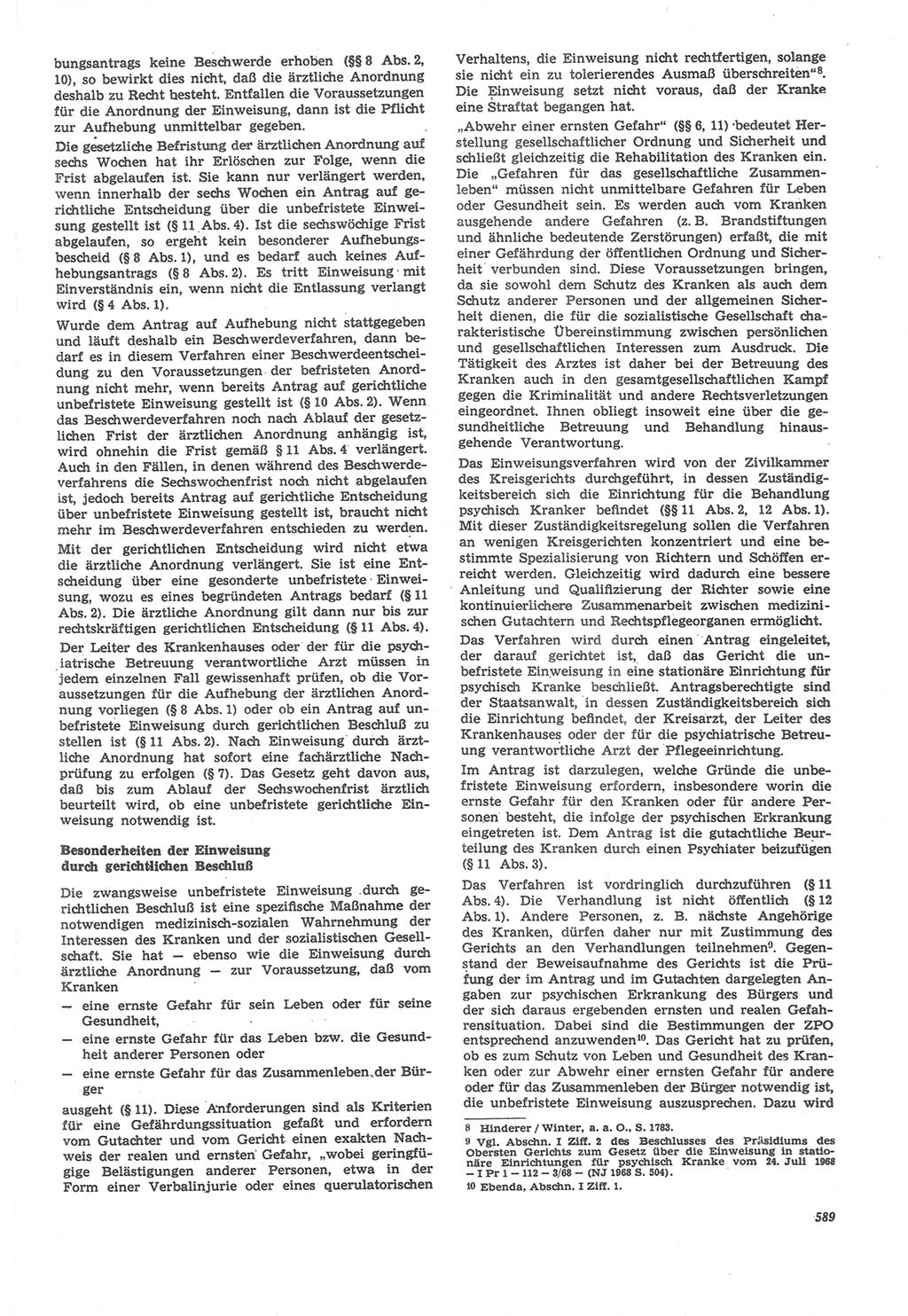 Neue Justiz (NJ), Zeitschrift für Recht und Rechtswissenschaft [Deutsche Demokratische Republik (DDR)], 22. Jahrgang 1968, Seite 589 (NJ DDR 1968, S. 589)