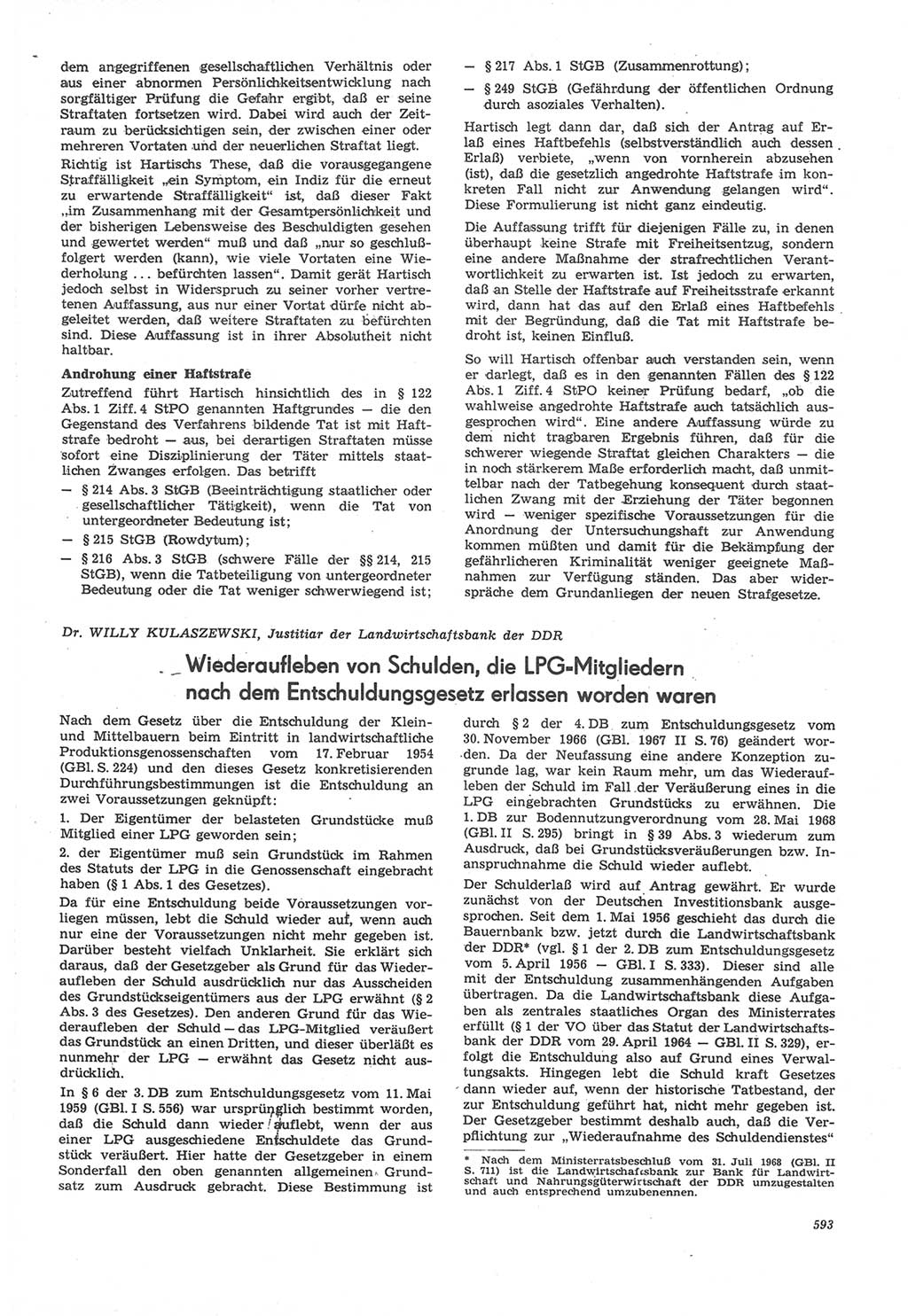 Neue Justiz (NJ), Zeitschrift für Recht und Rechtswissenschaft [Deutsche Demokratische Republik (DDR)], 22. Jahrgang 1968, Seite 593 (NJ DDR 1968, S. 593)