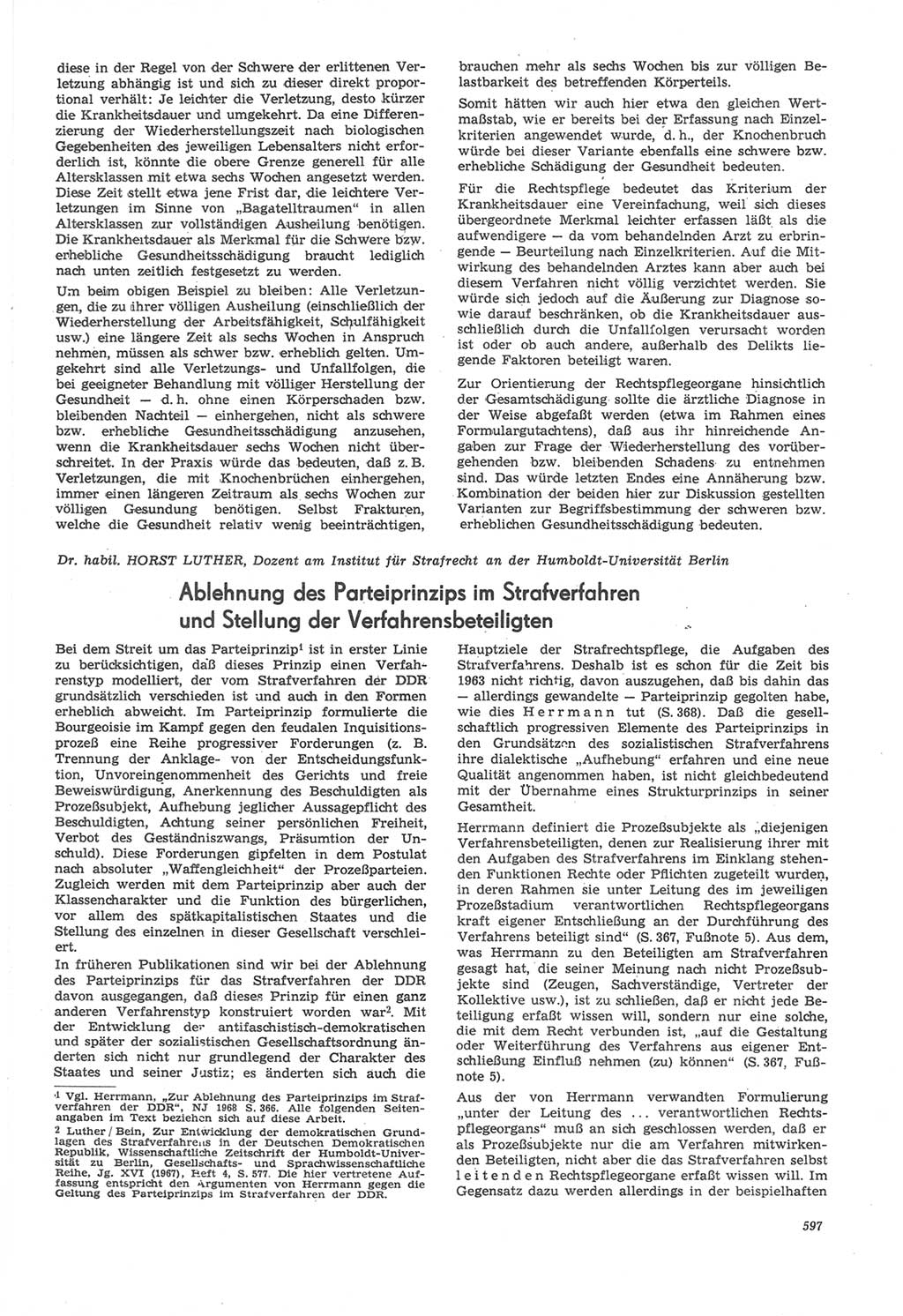 Neue Justiz (NJ), Zeitschrift für Recht und Rechtswissenschaft [Deutsche Demokratische Republik (DDR)], 22. Jahrgang 1968, Seite 597 (NJ DDR 1968, S. 597)