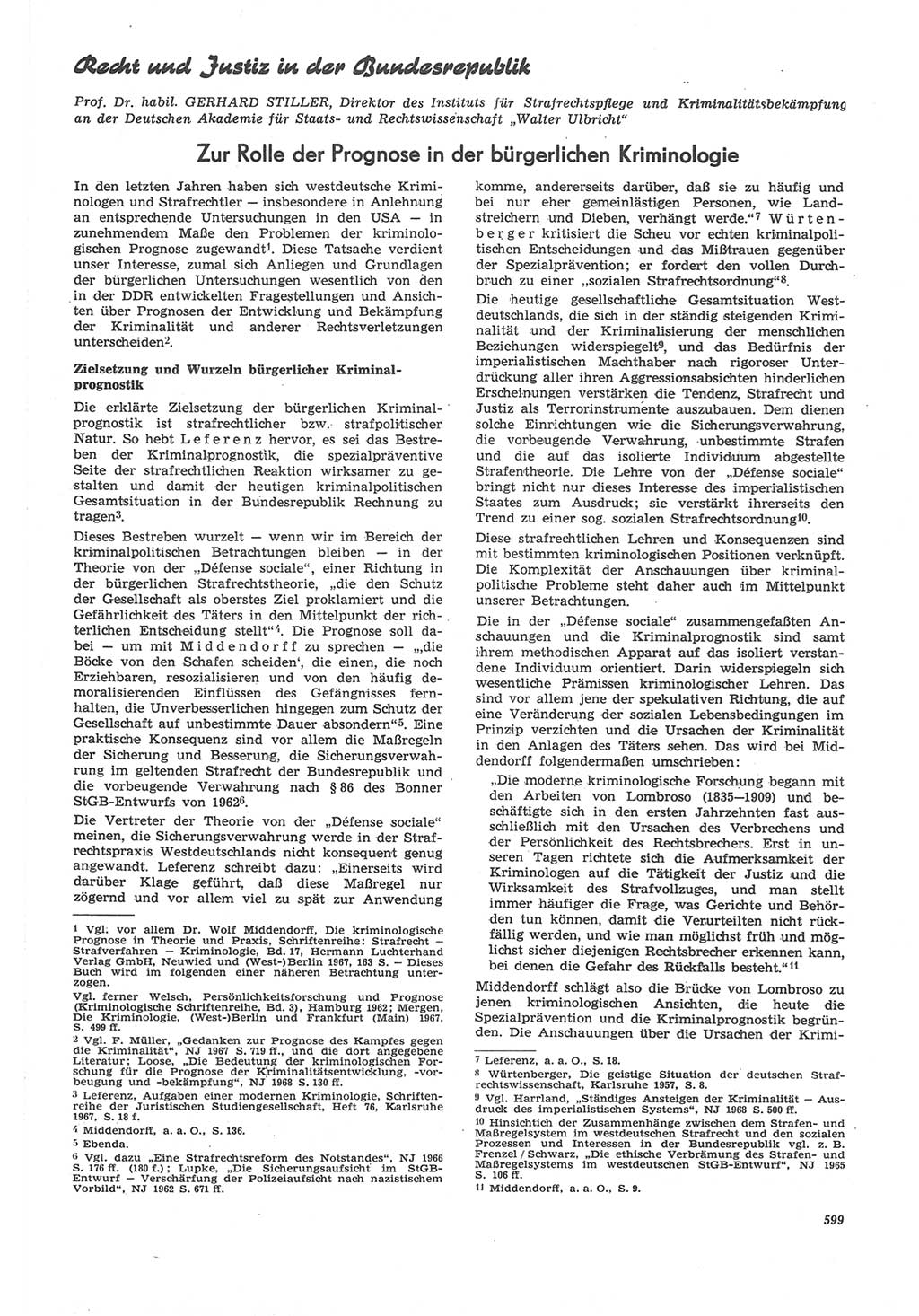 Neue Justiz (NJ), Zeitschrift für Recht und Rechtswissenschaft [Deutsche Demokratische Republik (DDR)], 22. Jahrgang 1968, Seite 599 (NJ DDR 1968, S. 599)