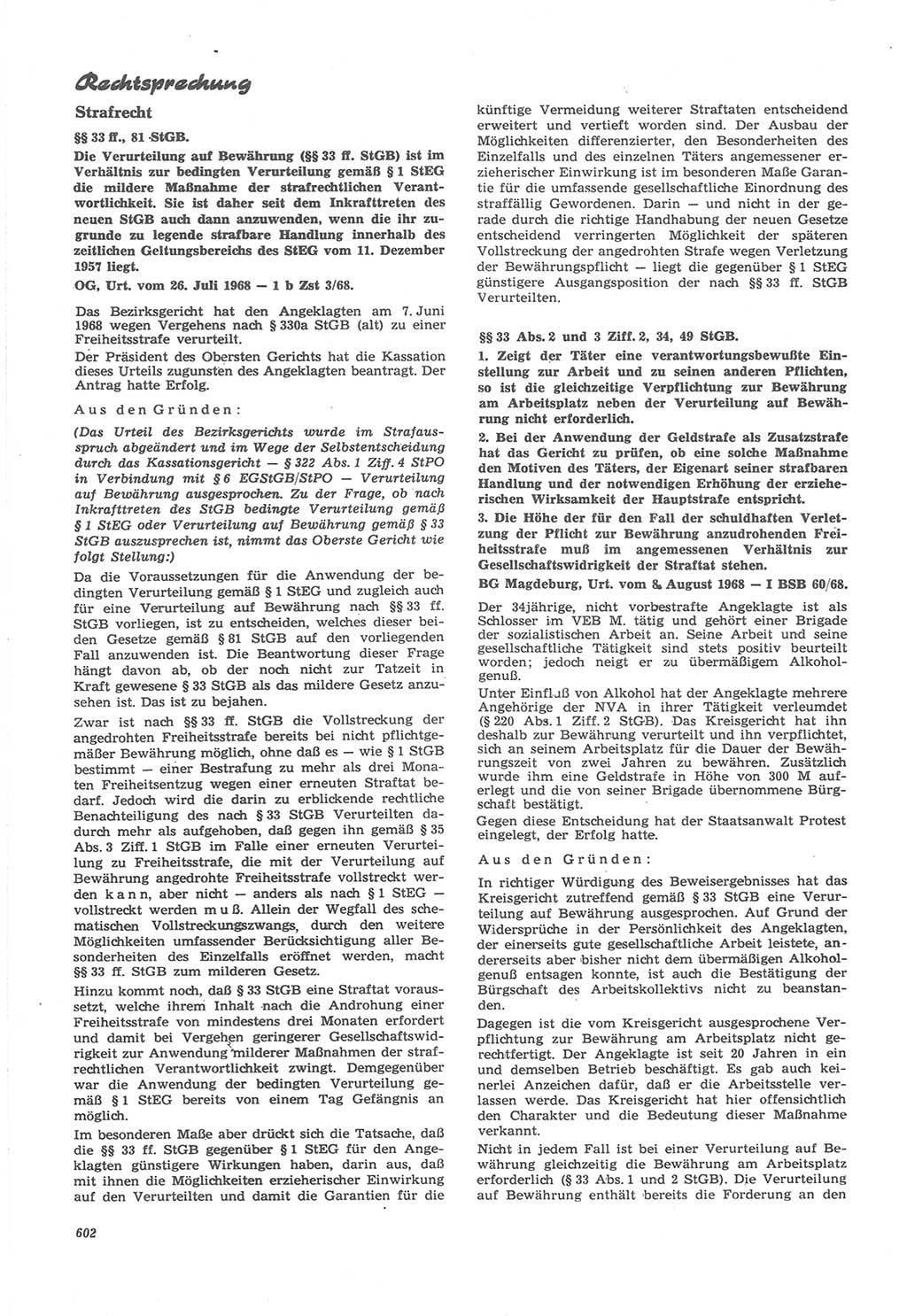 Neue Justiz (NJ), Zeitschrift für Recht und Rechtswissenschaft [Deutsche Demokratische Republik (DDR)], 22. Jahrgang 1968, Seite 602 (NJ DDR 1968, S. 602)