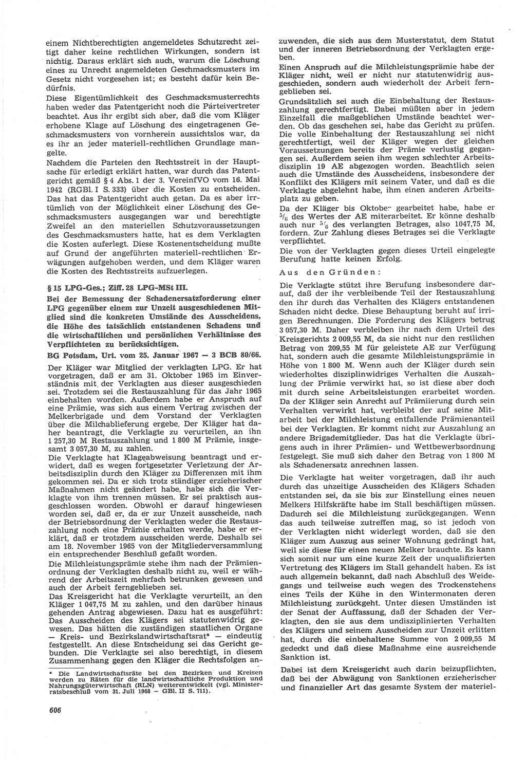 Neue Justiz (NJ), Zeitschrift für Recht und Rechtswissenschaft [Deutsche Demokratische Republik (DDR)], 22. Jahrgang 1968, Seite 606 (NJ DDR 1968, S. 606)