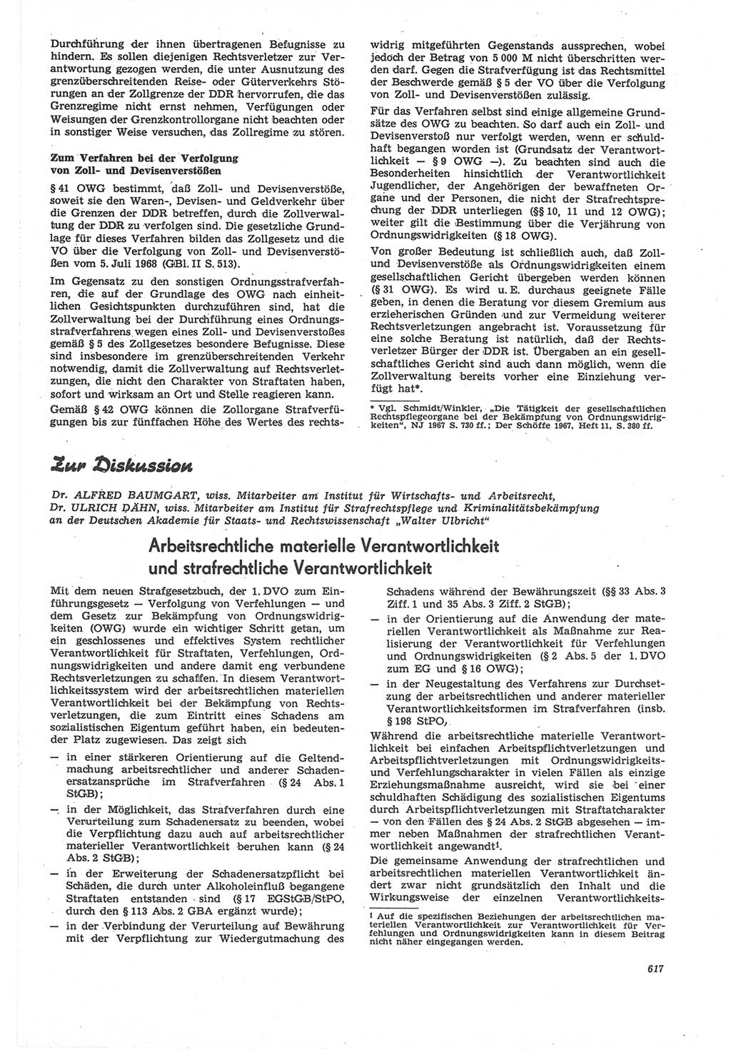 Neue Justiz (NJ), Zeitschrift für Recht und Rechtswissenschaft [Deutsche Demokratische Republik (DDR)], 22. Jahrgang 1968, Seite 617 (NJ DDR 1968, S. 617)