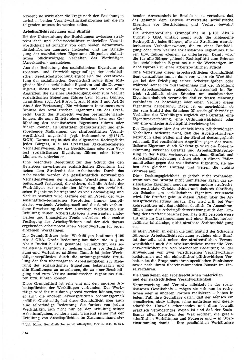 Neue Justiz (NJ), Zeitschrift für Recht und Rechtswissenschaft [Deutsche Demokratische Republik (DDR)], 22. Jahrgang 1968, Seite 618 (NJ DDR 1968, S. 618)