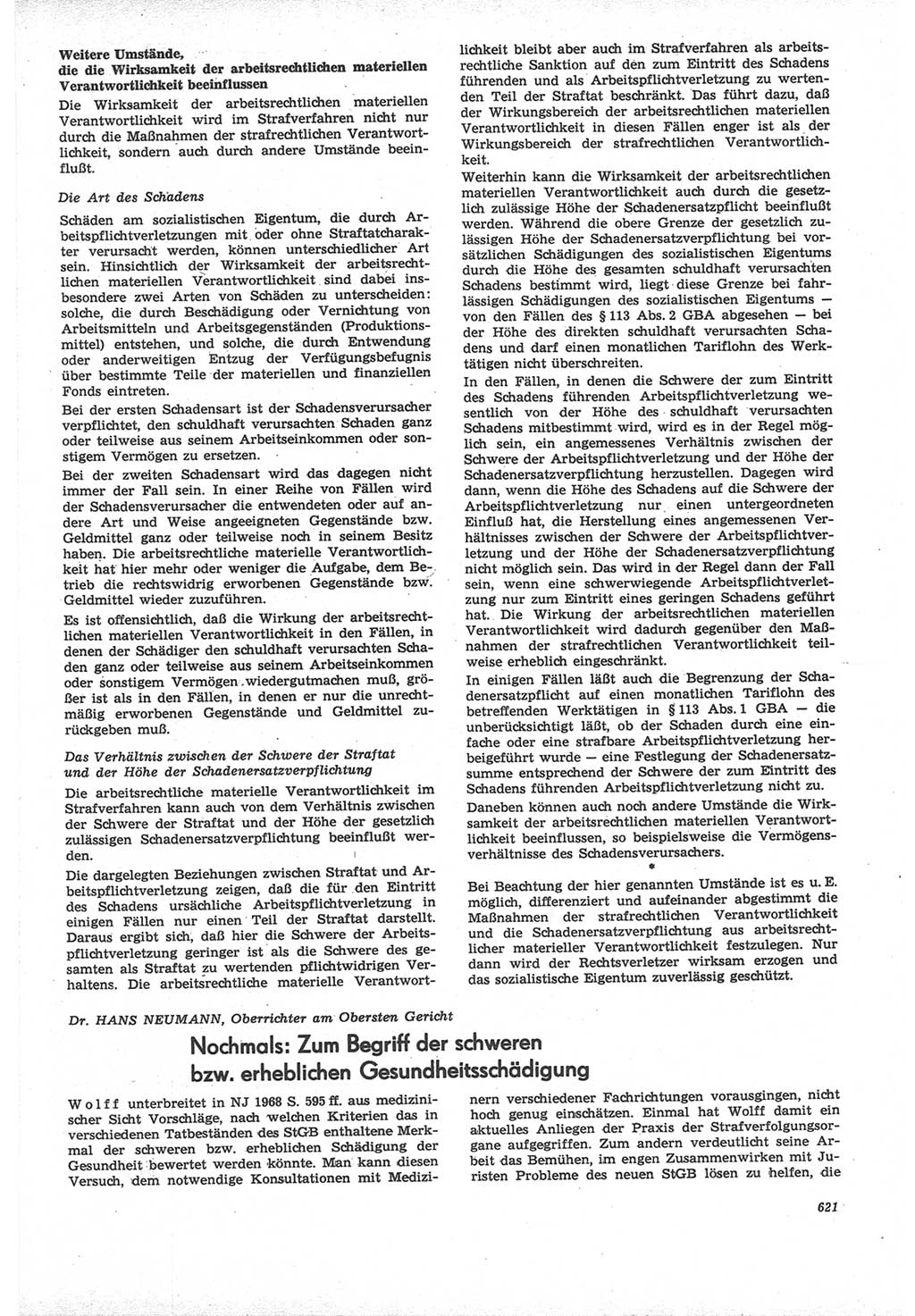 Neue Justiz (NJ), Zeitschrift für Recht und Rechtswissenschaft [Deutsche Demokratische Republik (DDR)], 22. Jahrgang 1968, Seite 621 (NJ DDR 1968, S. 621)