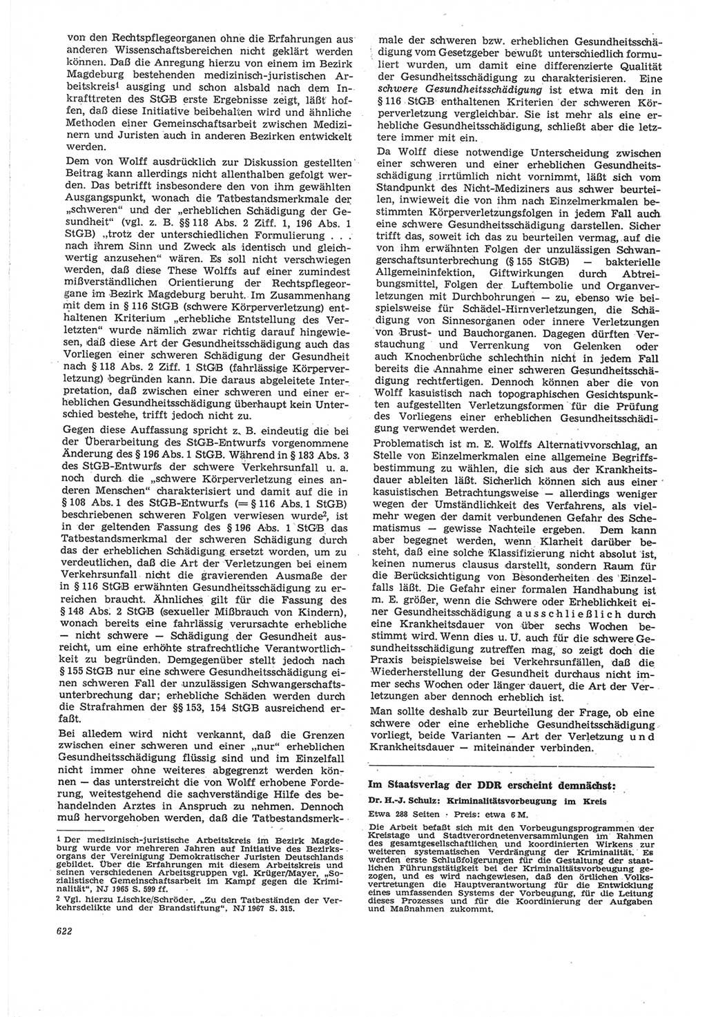 Neue Justiz (NJ), Zeitschrift für Recht und Rechtswissenschaft [Deutsche Demokratische Republik (DDR)], 22. Jahrgang 1968, Seite 622 (NJ DDR 1968, S. 622)