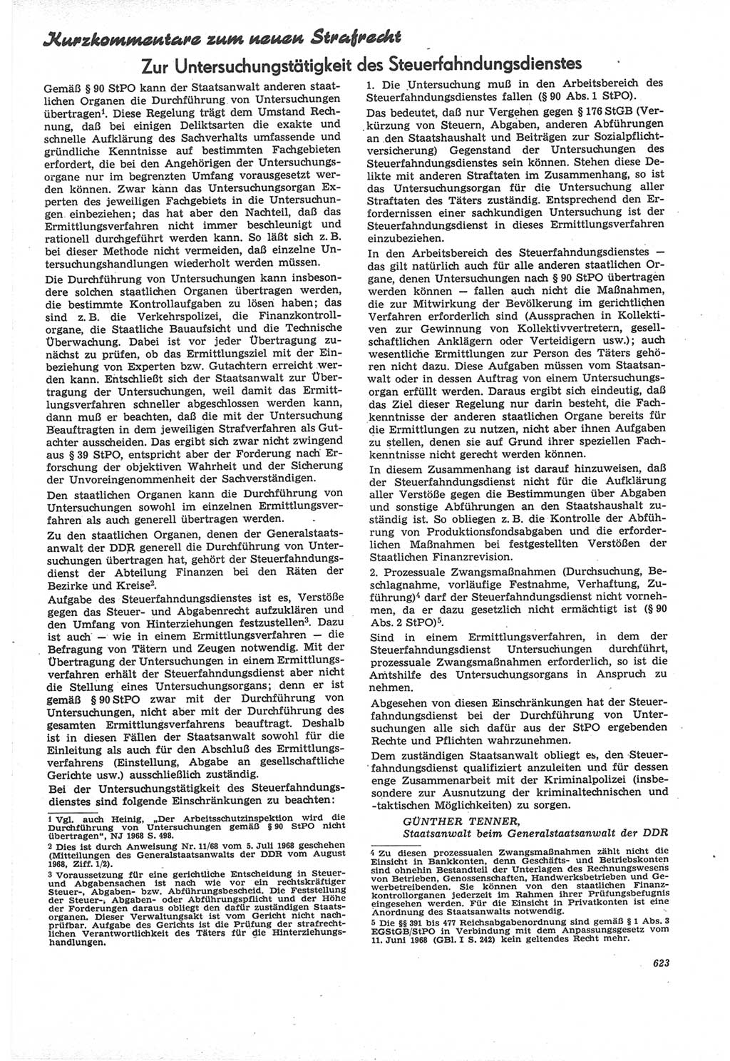 Neue Justiz (NJ), Zeitschrift für Recht und Rechtswissenschaft [Deutsche Demokratische Republik (DDR)], 22. Jahrgang 1968, Seite 623 (NJ DDR 1968, S. 623)