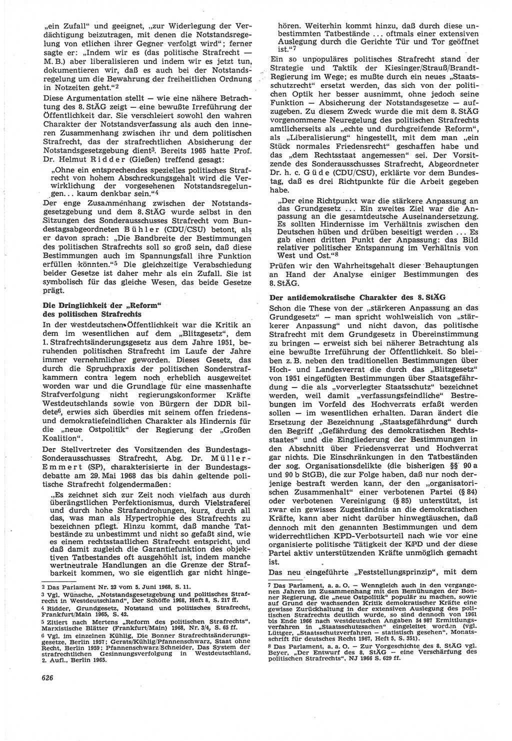 Neue Justiz (NJ), Zeitschrift für Recht und Rechtswissenschaft [Deutsche Demokratische Republik (DDR)], 22. Jahrgang 1968, Seite 626 (NJ DDR 1968, S. 626)