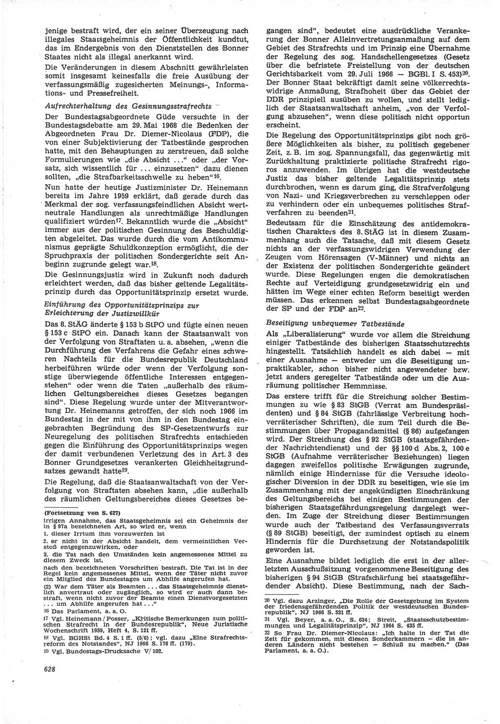 Neue Justiz (NJ), Zeitschrift für Recht und Rechtswissenschaft [Deutsche Demokratische Republik (DDR)], 22. Jahrgang 1968, Seite 628 (NJ DDR 1968, S. 628)