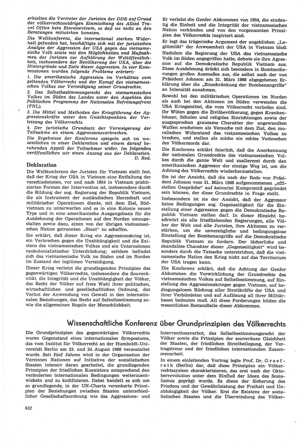 Neue Justiz (NJ), Zeitschrift für Recht und Rechtswissenschaft [Deutsche Demokratische Republik (DDR)], 22. Jahrgang 1968, Seite 632 (NJ DDR 1968, S. 632)