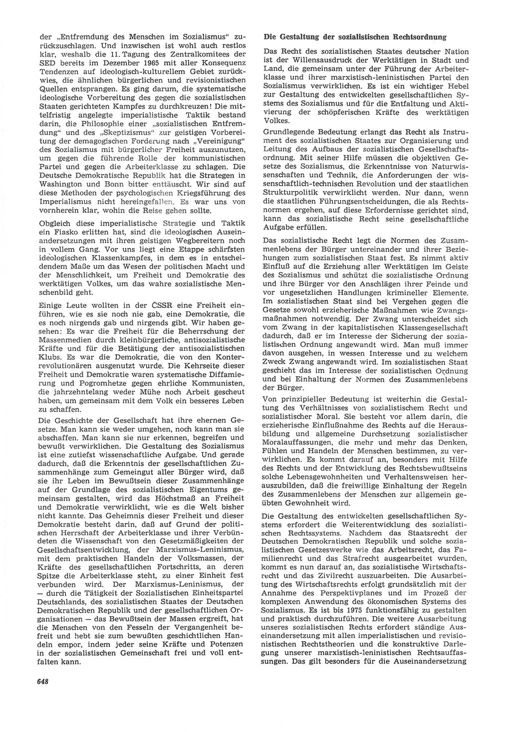 Neue Justiz (NJ), Zeitschrift für Recht und Rechtswissenschaft [Deutsche Demokratische Republik (DDR)], 22. Jahrgang 1968, Seite 648 (NJ DDR 1968, S. 648)