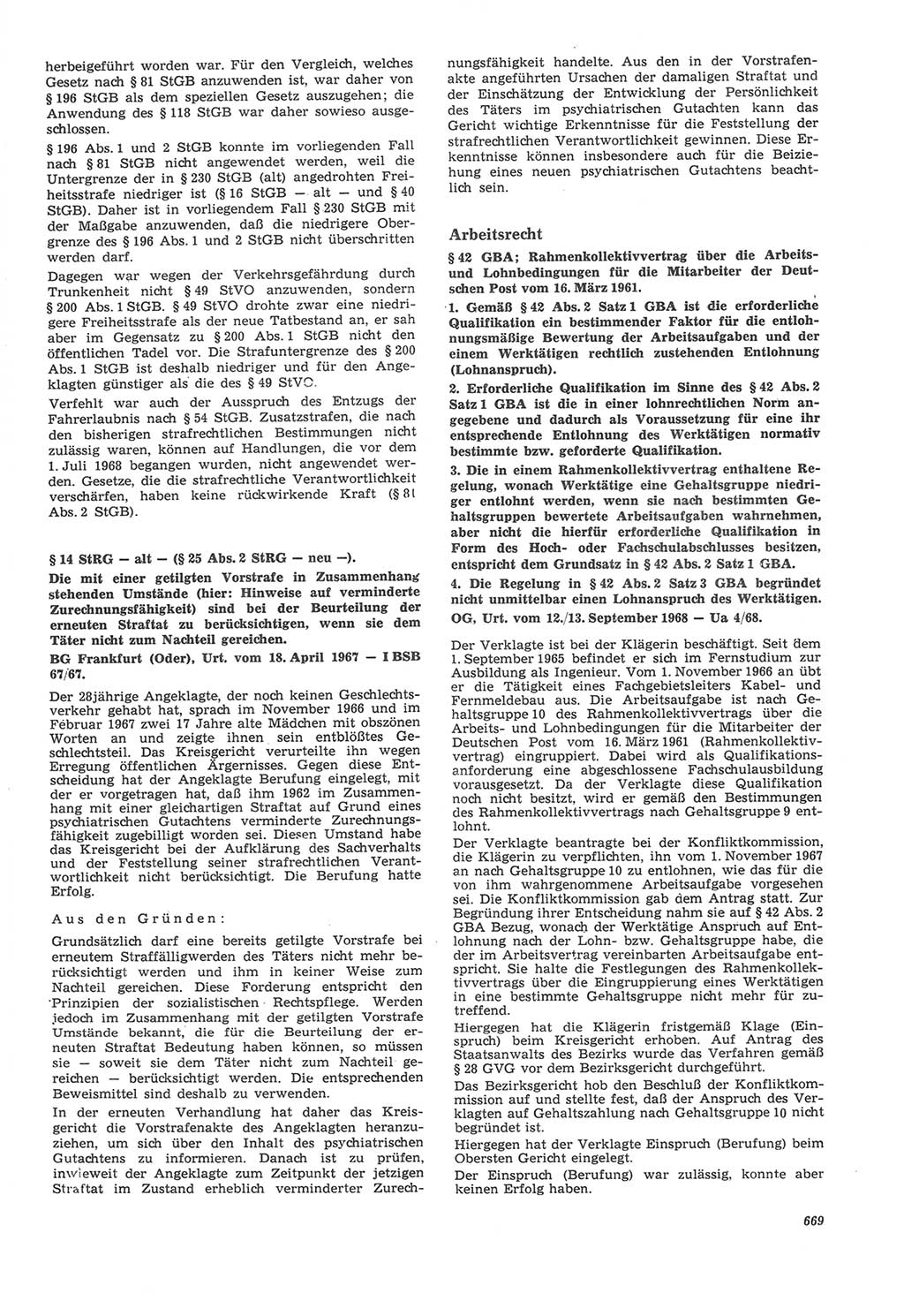 Neue Justiz (NJ), Zeitschrift für Recht und Rechtswissenschaft [Deutsche Demokratische Republik (DDR)], 22. Jahrgang 1968, Seite 669 (NJ DDR 1968, S. 669)