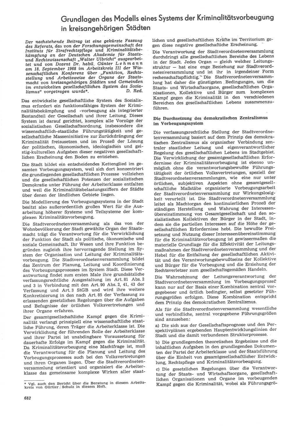 Neue Justiz (NJ), Zeitschrift für Recht und Rechtswissenschaft [Deutsche Demokratische Republik (DDR)], 22. Jahrgang 1968, Seite 682 (NJ DDR 1968, S. 682)