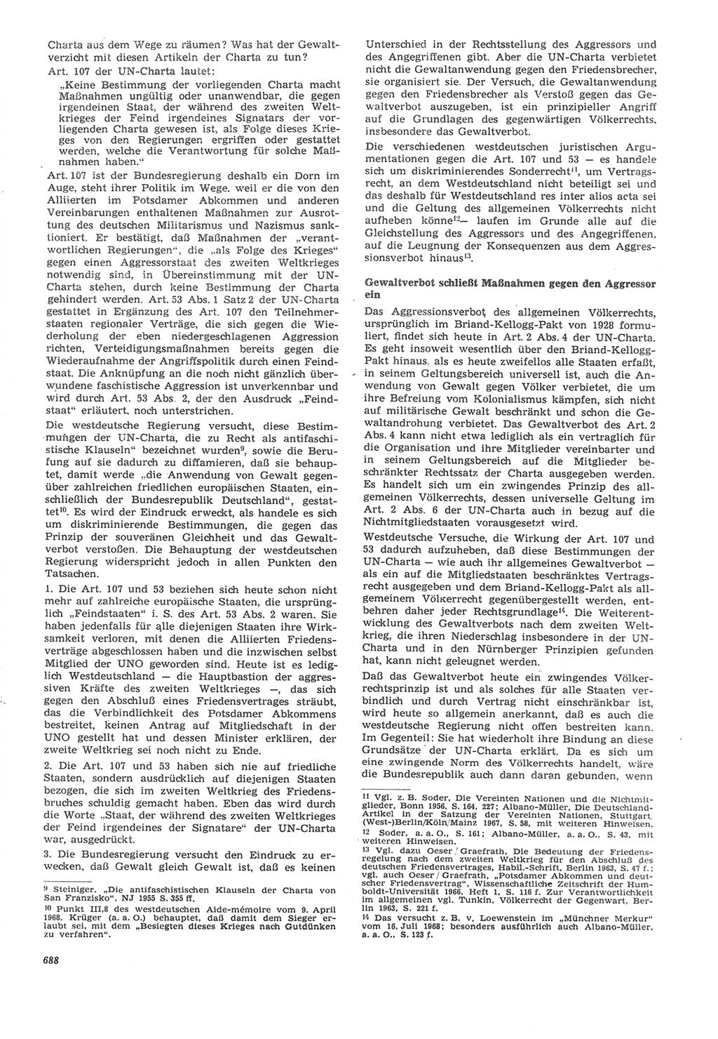 Neue Justiz (NJ), Zeitschrift für Recht und Rechtswissenschaft [Deutsche Demokratische Republik (DDR)], 22. Jahrgang 1968, Seite 688 (NJ DDR 1968, S. 688)