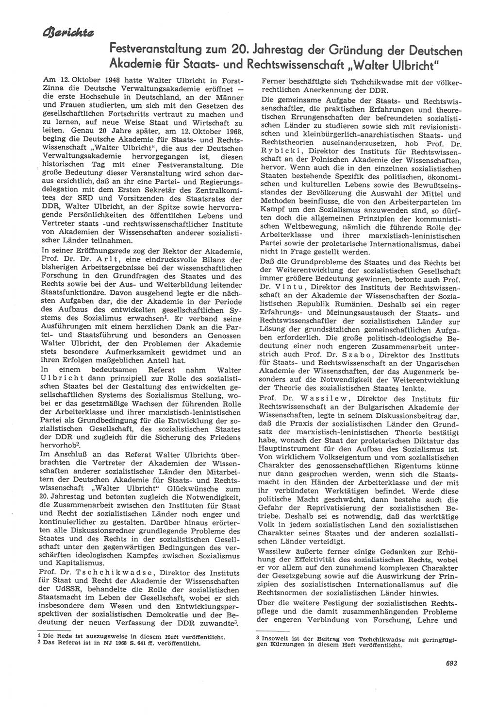 Neue Justiz (NJ), Zeitschrift für Recht und Rechtswissenschaft [Deutsche Demokratische Republik (DDR)], 22. Jahrgang 1968, Seite 693 (NJ DDR 1968, S. 693)