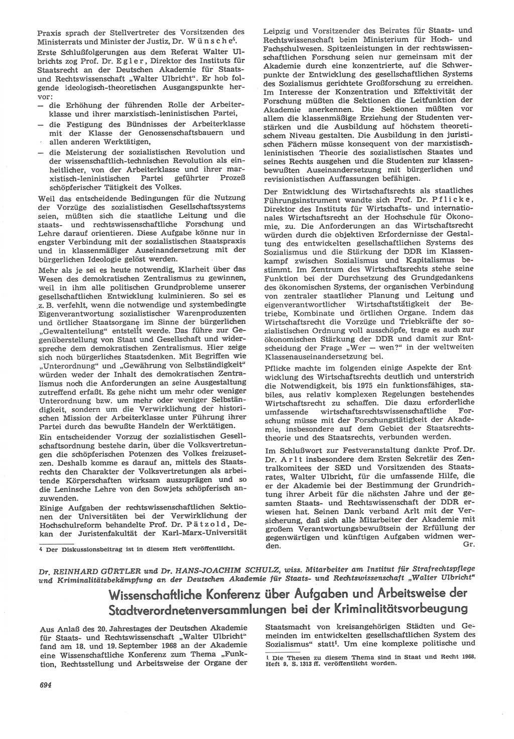 Neue Justiz (NJ), Zeitschrift für Recht und Rechtswissenschaft [Deutsche Demokratische Republik (DDR)], 22. Jahrgang 1968, Seite 694 (NJ DDR 1968, S. 694)