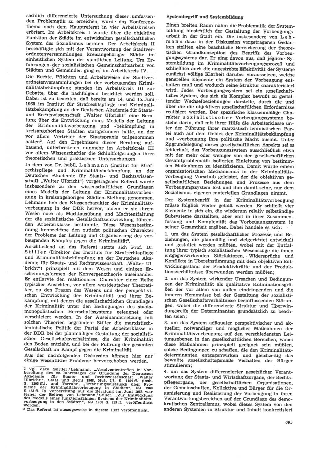 Neue Justiz (NJ), Zeitschrift für Recht und Rechtswissenschaft [Deutsche Demokratische Republik (DDR)], 22. Jahrgang 1968, Seite 695 (NJ DDR 1968, S. 695)