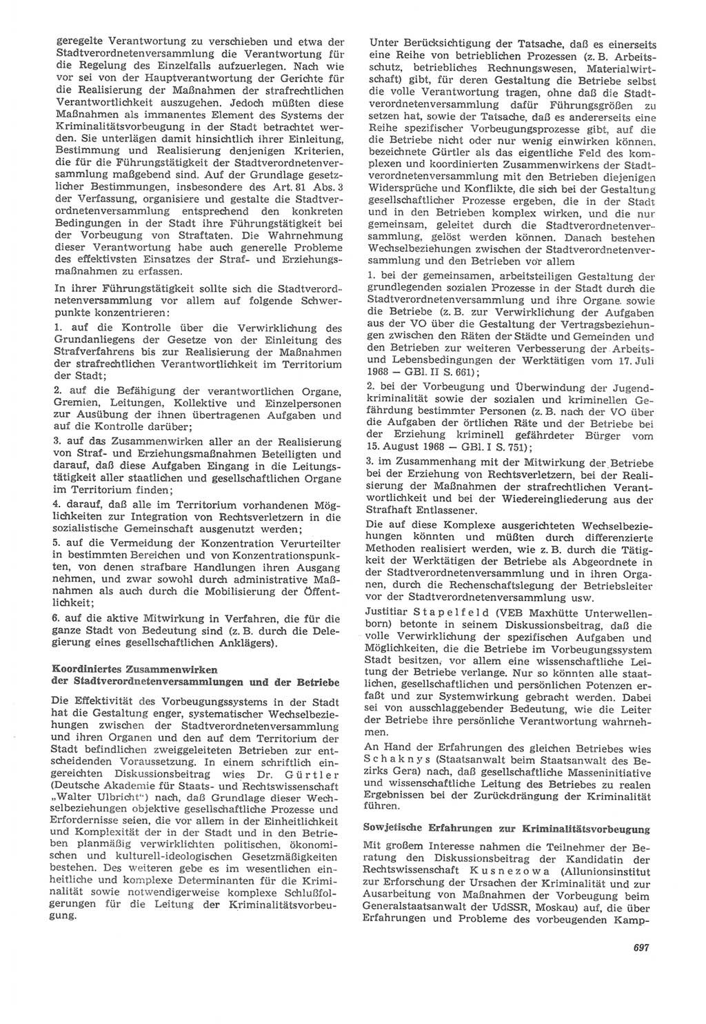 Neue Justiz (NJ), Zeitschrift für Recht und Rechtswissenschaft [Deutsche Demokratische Republik (DDR)], 22. Jahrgang 1968, Seite 697 (NJ DDR 1968, S. 697)