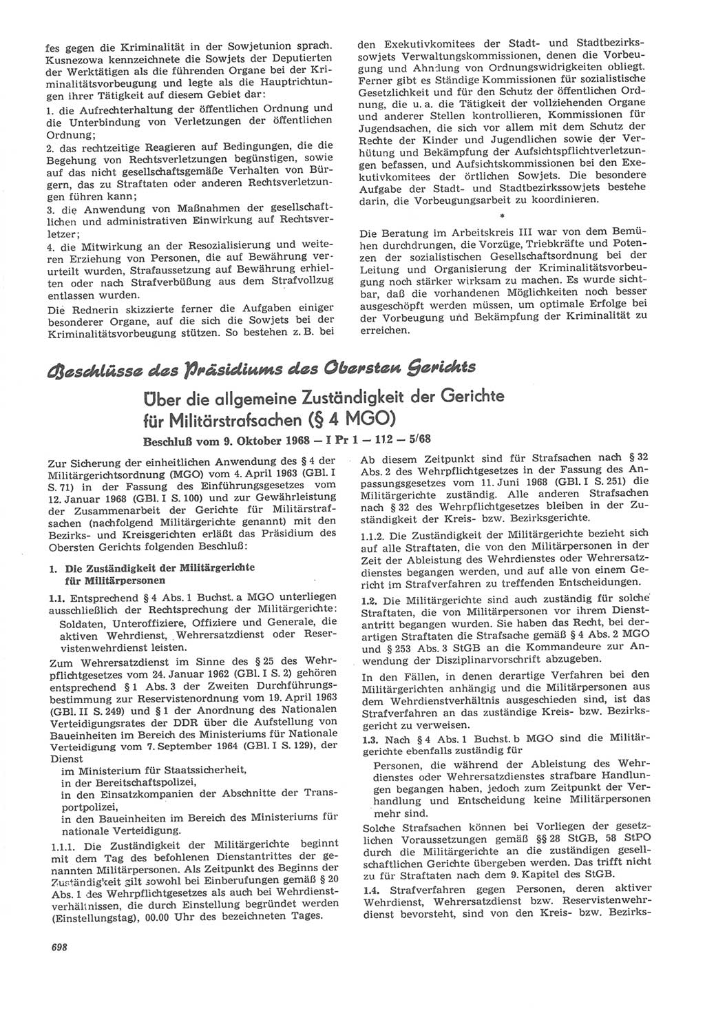 Neue Justiz (NJ), Zeitschrift für Recht und Rechtswissenschaft [Deutsche Demokratische Republik (DDR)], 22. Jahrgang 1968, Seite 698 (NJ DDR 1968, S. 698)