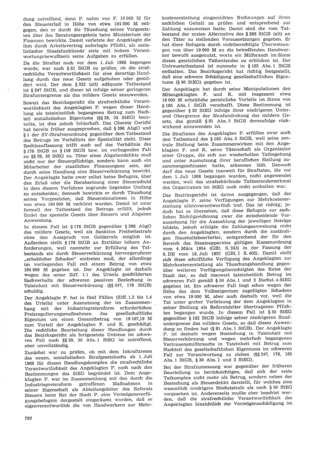 Neue Justiz (NJ), Zeitschrift für Recht und Rechtswissenschaft [Deutsche Demokratische Republik (DDR)], 22. Jahrgang 1968, Seite 702 (NJ DDR 1968, S. 702)