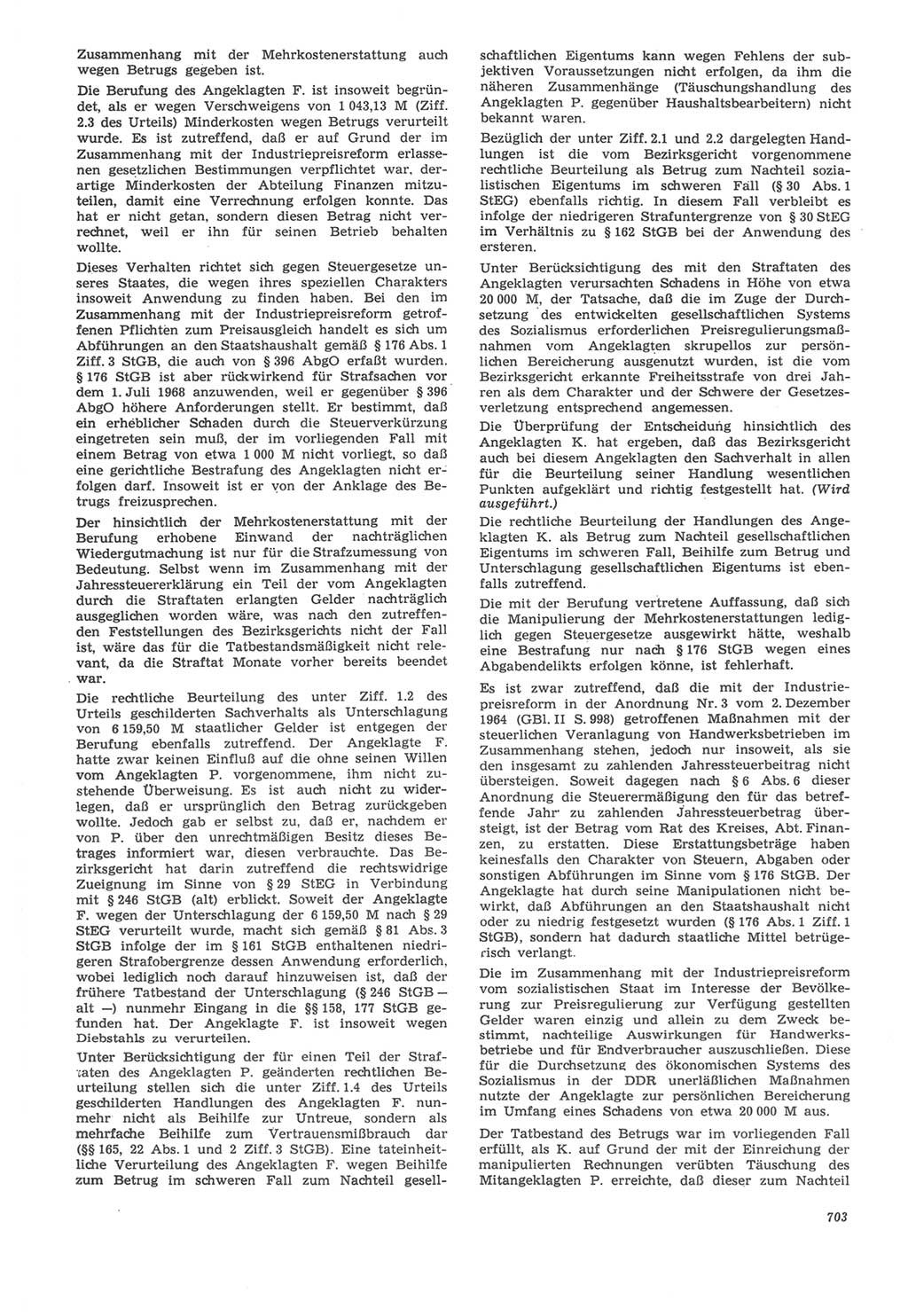 Neue Justiz (NJ), Zeitschrift für Recht und Rechtswissenschaft [Deutsche Demokratische Republik (DDR)], 22. Jahrgang 1968, Seite 703 (NJ DDR 1968, S. 703)