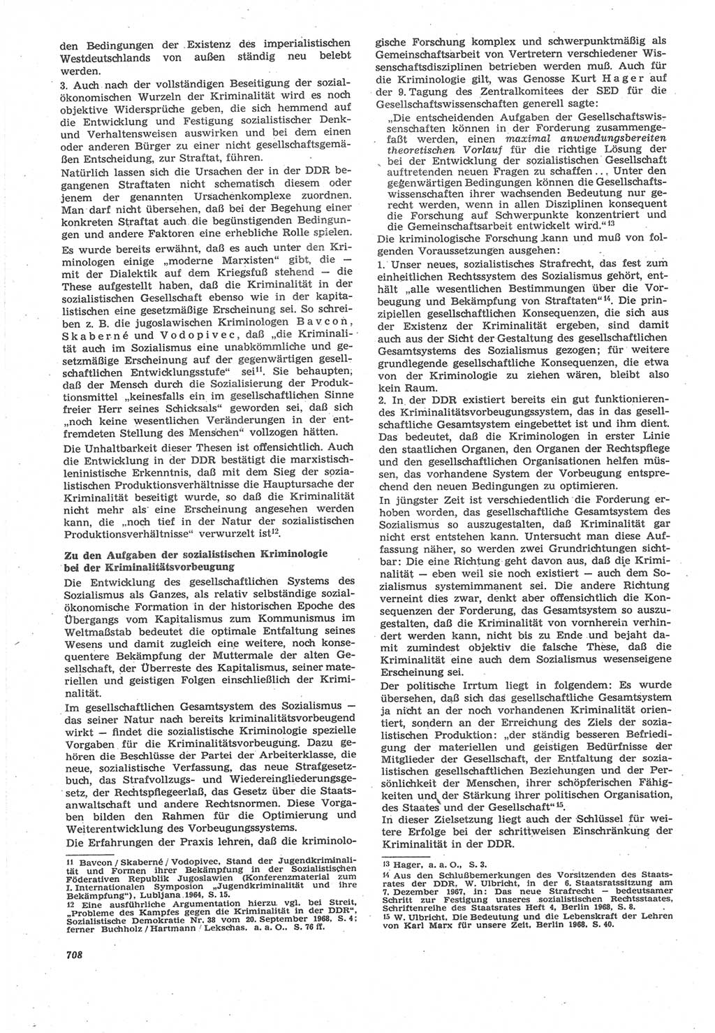 Neue Justiz (NJ), Zeitschrift für Recht und Rechtswissenschaft [Deutsche Demokratische Republik (DDR)], 22. Jahrgang 1968, Seite 708 (NJ DDR 1968, S. 708)