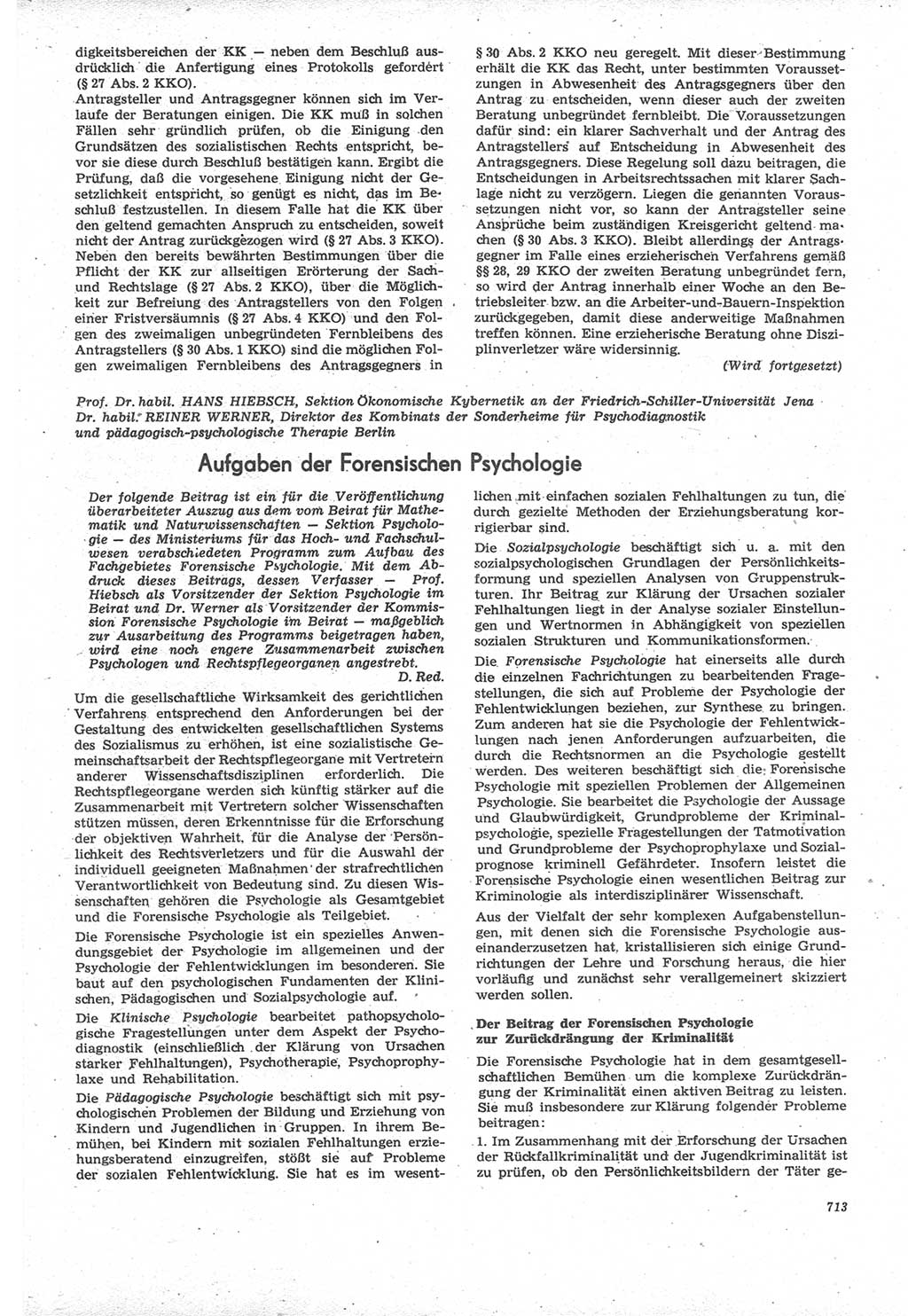 Neue Justiz (NJ), Zeitschrift für Recht und Rechtswissenschaft [Deutsche Demokratische Republik (DDR)], 22. Jahrgang 1968, Seite 713 (NJ DDR 1968, S. 713)