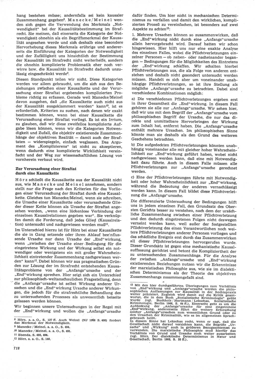 Neue Justiz (NJ), Zeitschrift für Recht und Rechtswissenschaft [Deutsche Demokratische Republik (DDR)], 22. Jahrgang 1968, Seite 718 (NJ DDR 1968, S. 718)